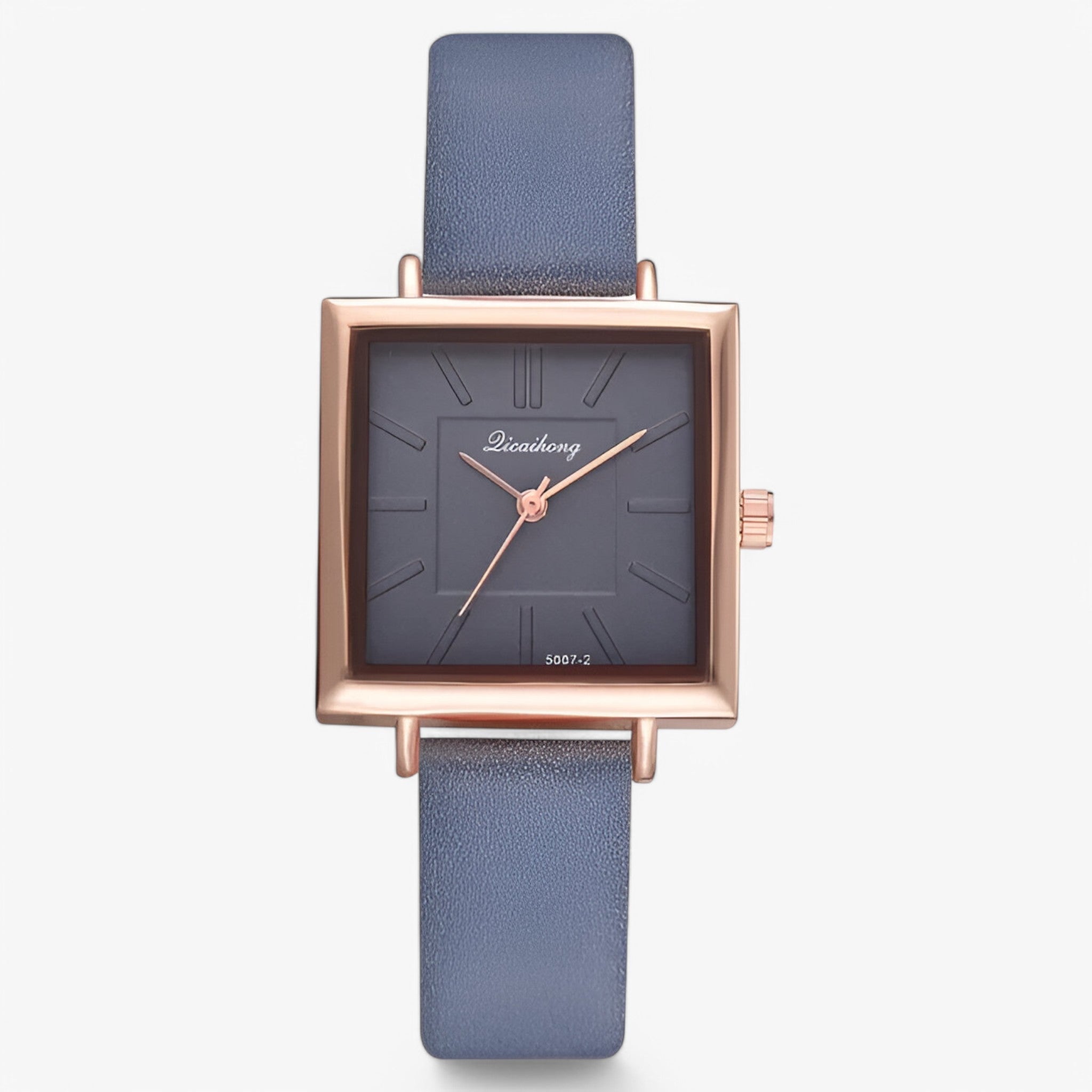 Belle | Rose guld dameur med læderrem og quartz urværk - Blå - watches - {{ product_tags }