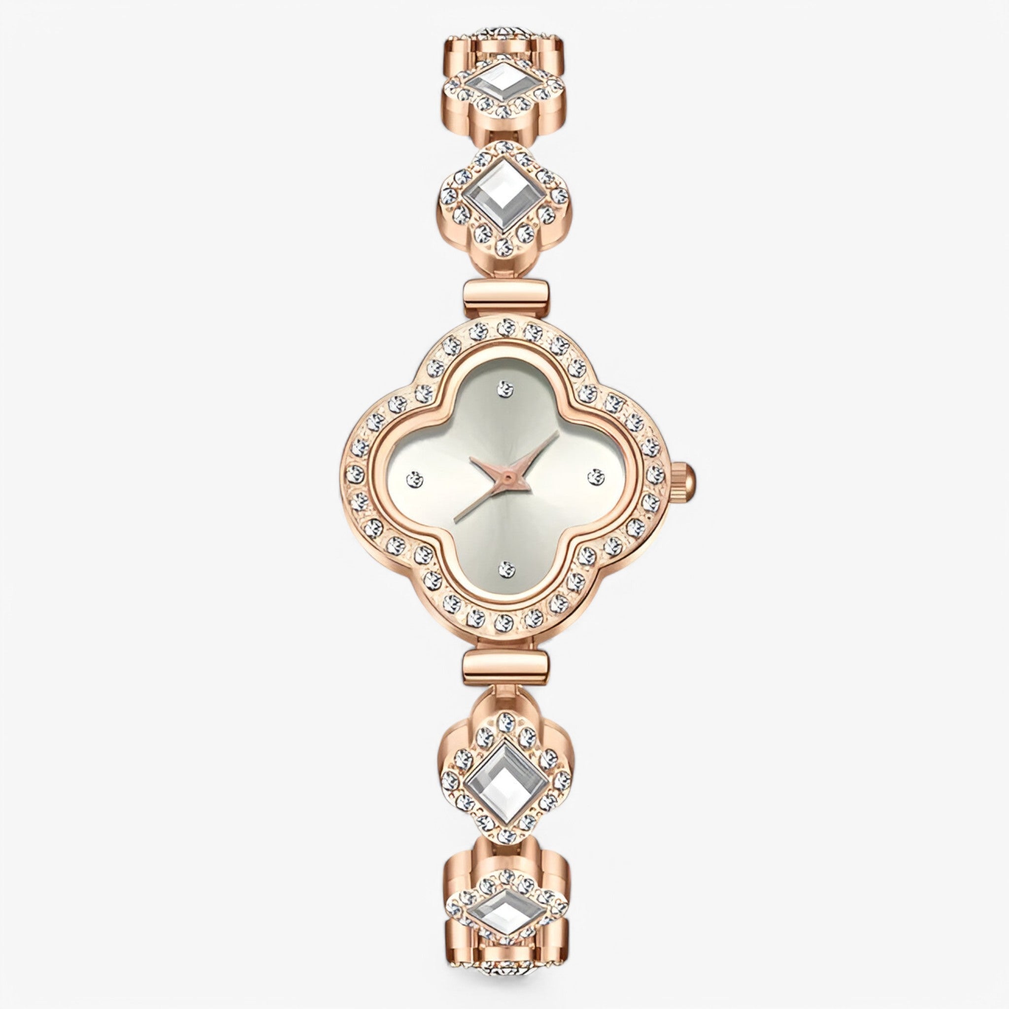 Clara | Kvartsur med firkløver og diamantindlæg - hvid - watches - {{ product_tags }