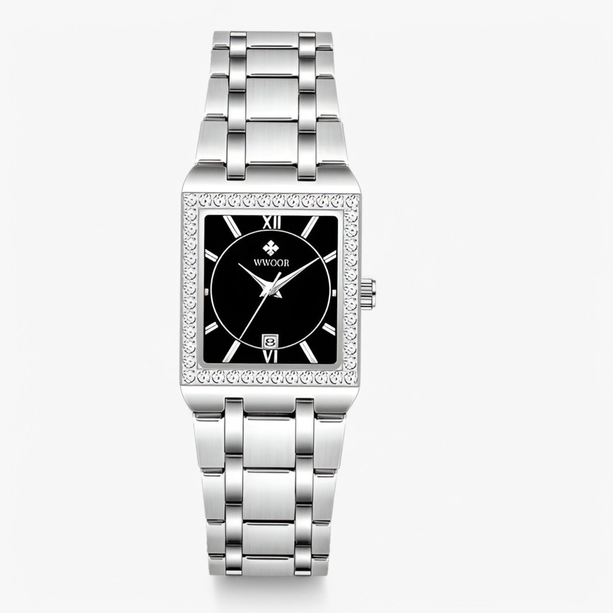 Celeste | Dameur med firkantede diamanter - sort sølv - watches - {{ product_tags }