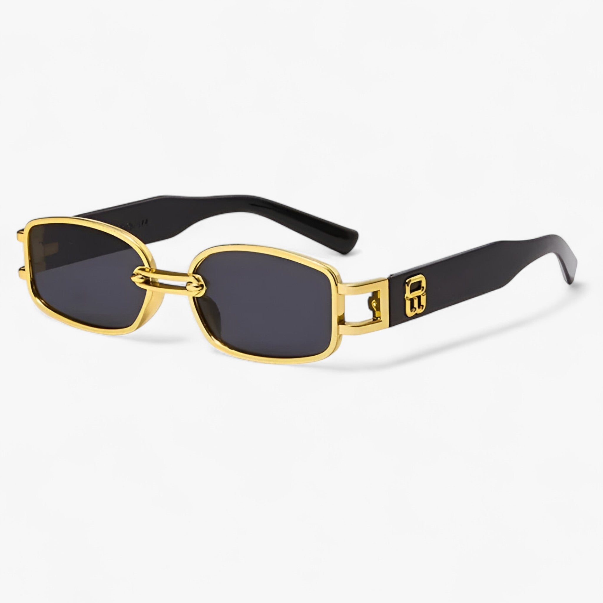 Dante | Lille rektangulær solbrille i vintage punkstil - Guld grå ramme - Dante | Lille rektangulær solbrille i vintage punkstil- €25 - {{ product_tags }