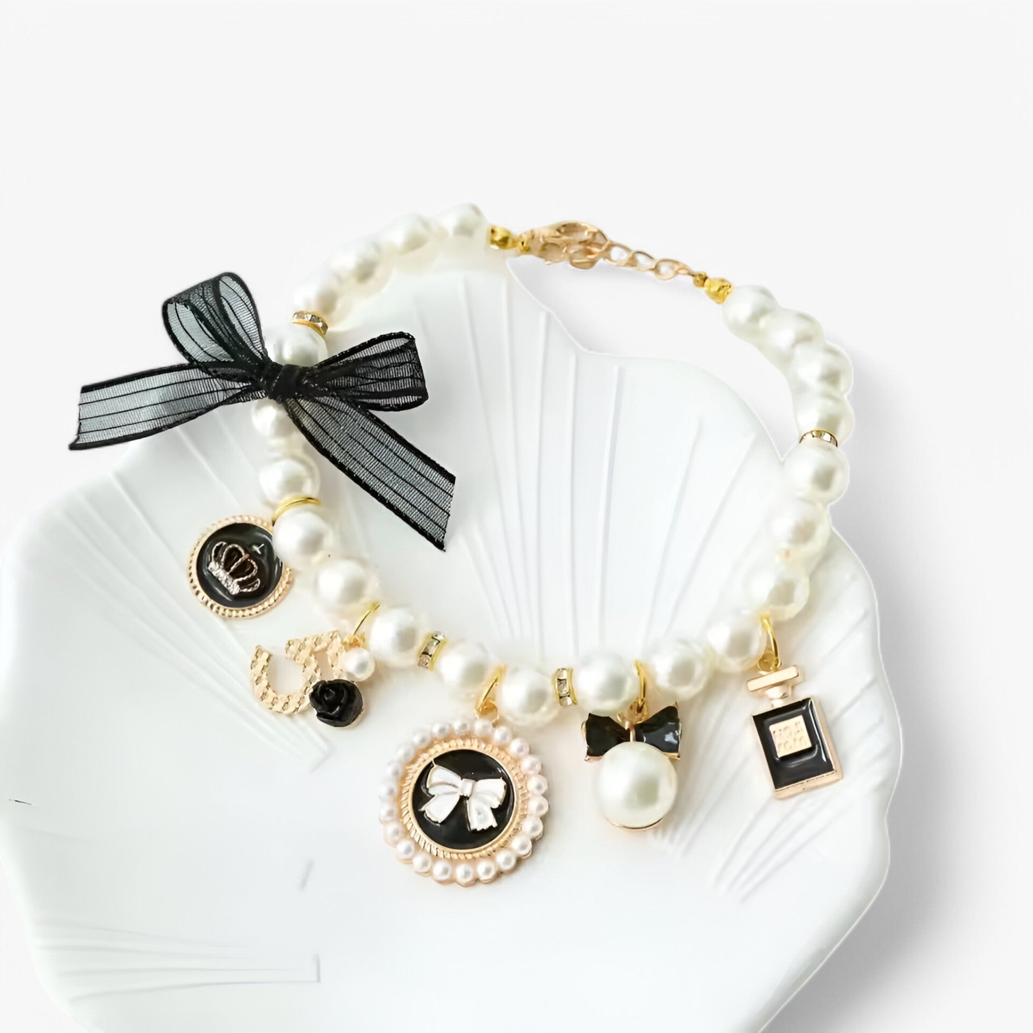 Bella | Luxe Perlekra til Huseinler med Strass - Sort - other - {{ product_tags }