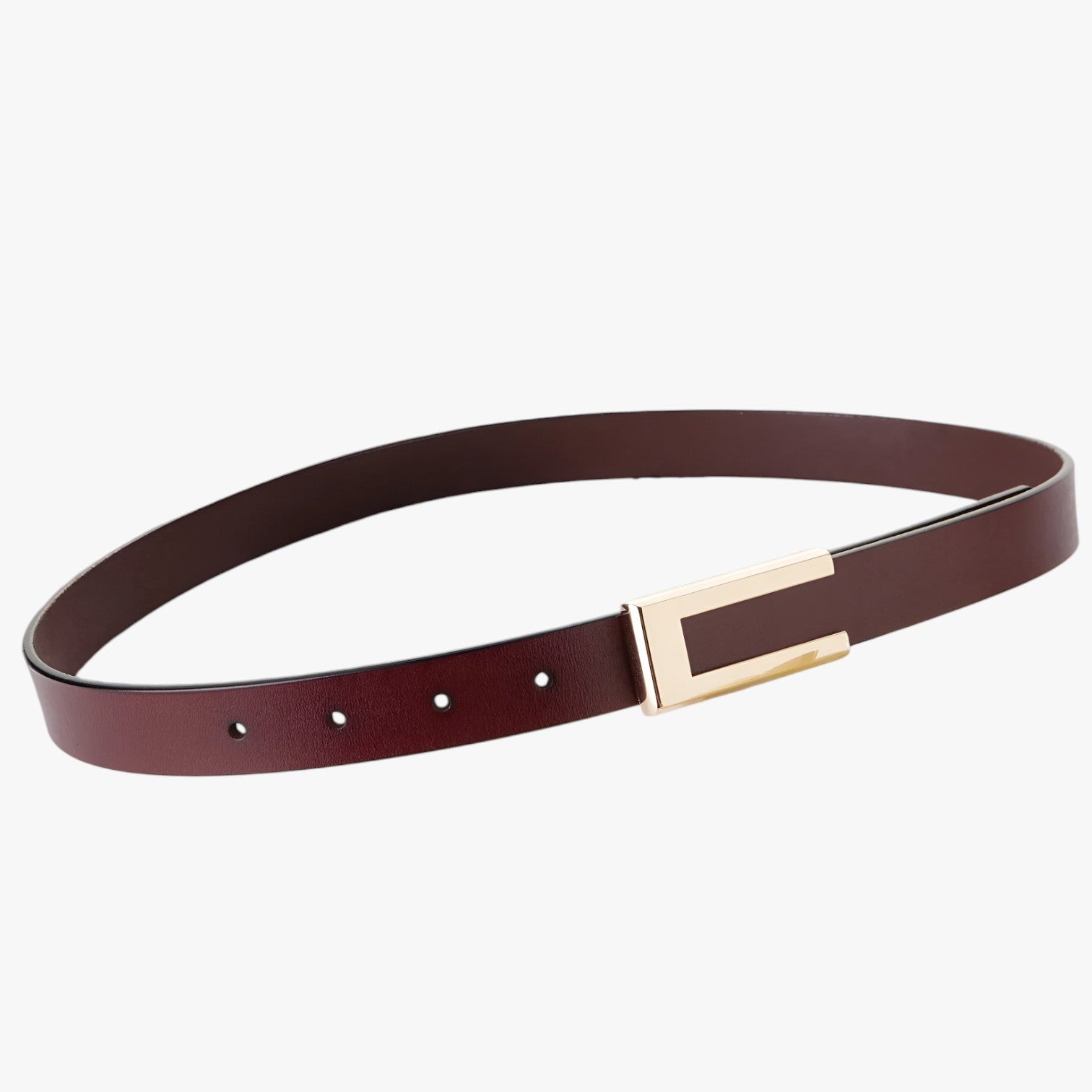 Blair | Kvindeliv i ægte høj kvalitet læder med gylden spænde, tynd bælte til kjoler - Caféfarvet 100cm Kina - women's fashion - {{ product_tags }