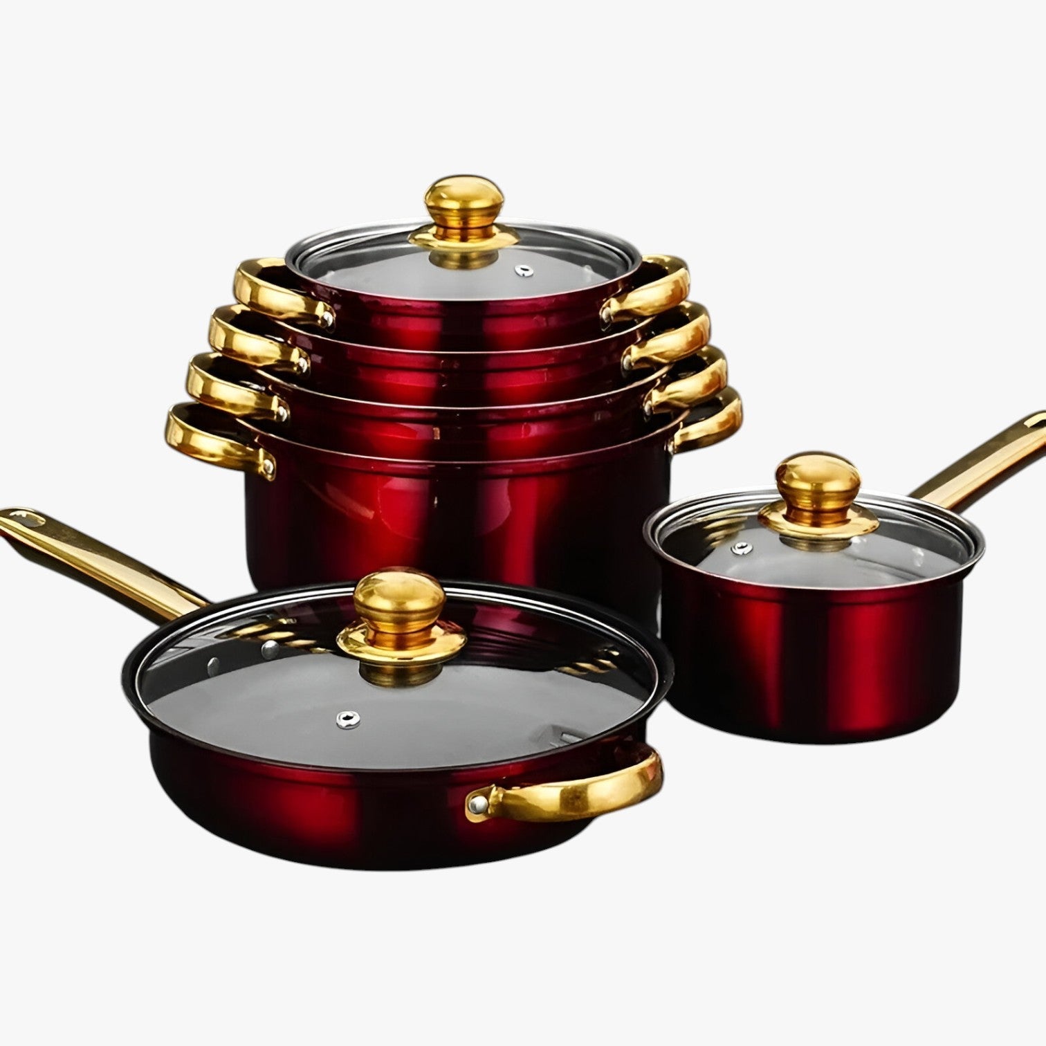 Janna | Sæt af gryder og pander på 12 dele – Tag madlavning med stil og alsidighed på alle komfurer - - house & garden - {{ product_tags }