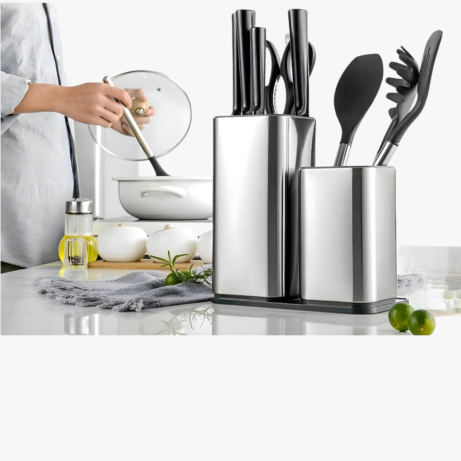Davi | Messenblok og organiser i rustfrit stål – Smart køkkenopbevaring - - house & garden - {{ product_tags }