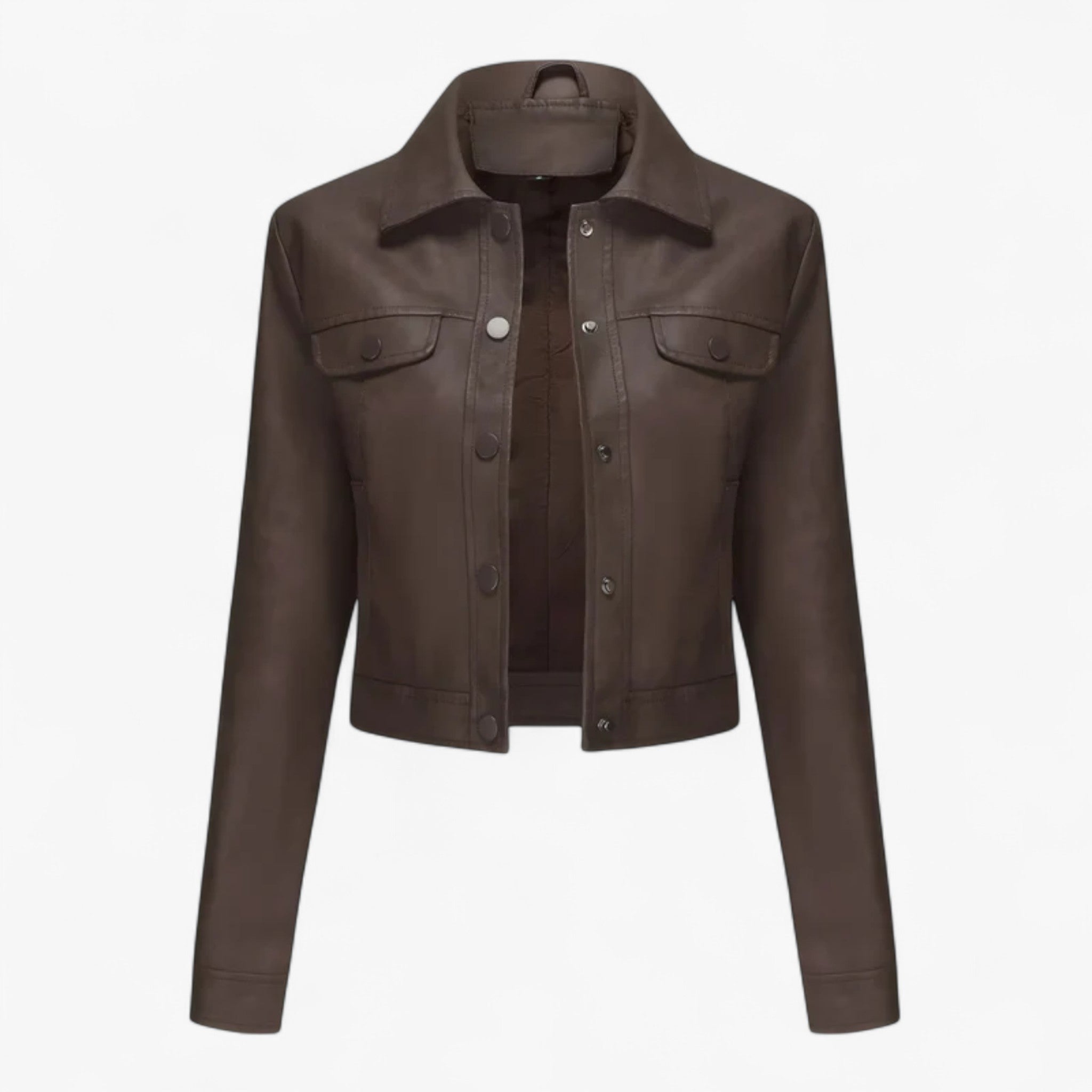 Elma | Smal læderjakke til kvinder - Brun - women's fashion - {{ product_tags }