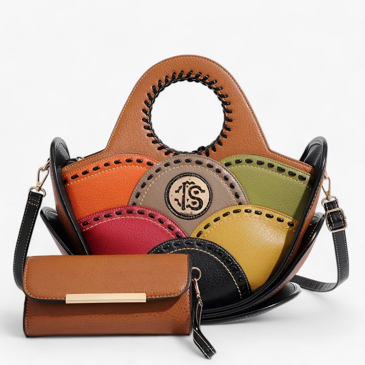 Valeria | Stor Læder Skuldertaske med Rummelige Opbevaringslommer - Kamelfarvet - bags - {{ product_tags }