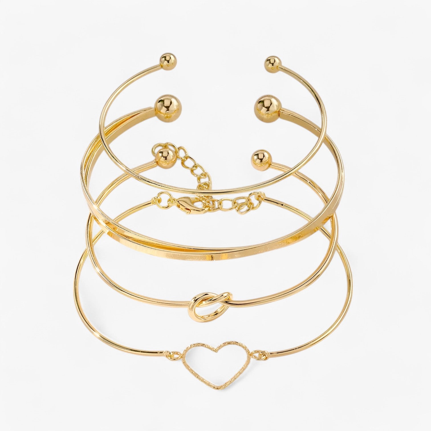 Elisa | Sæt af sammenflettede armbånd i stål til et goth chic look - - women's fashion - {{ product_tags }