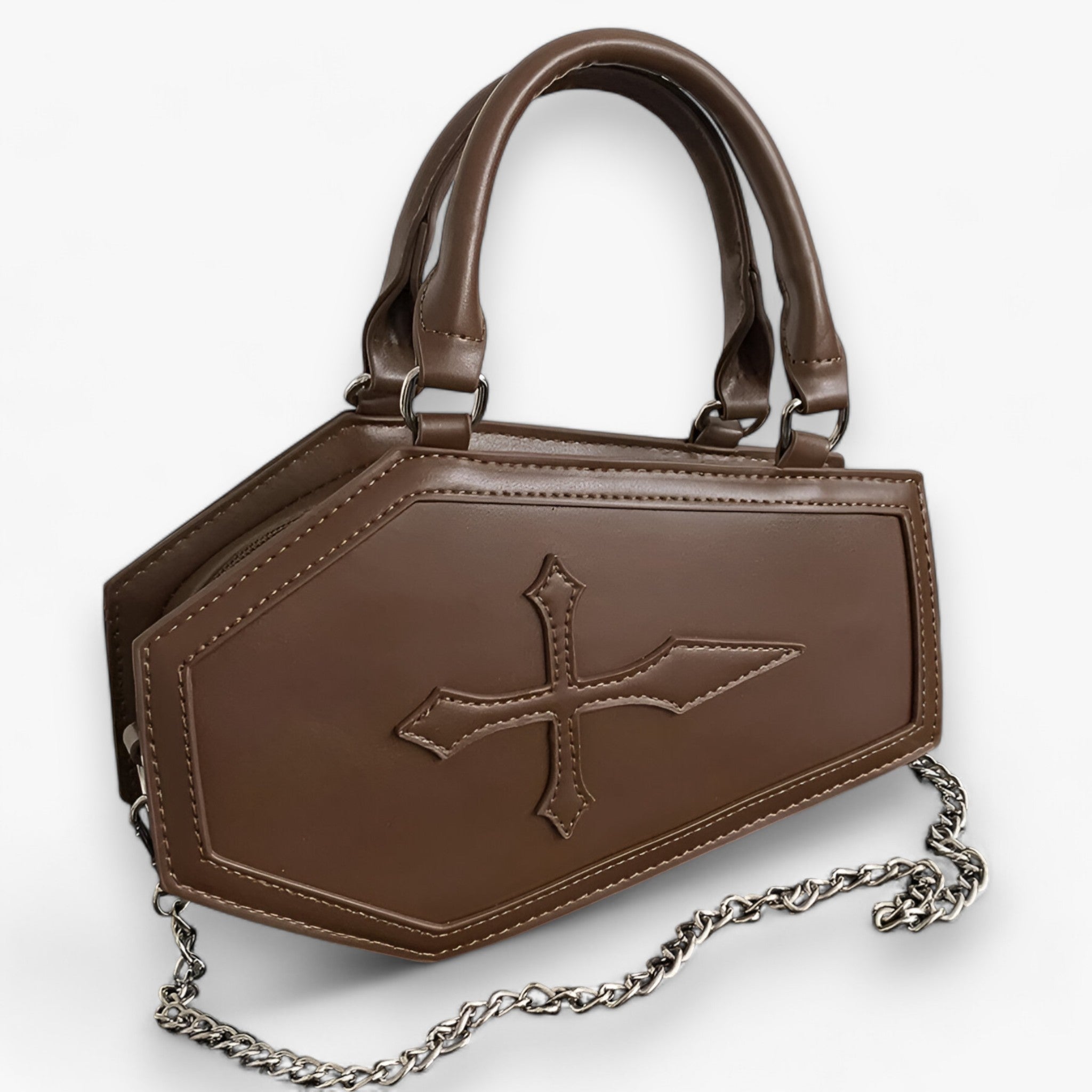 Kistekæde-håndtaske – rummelig og elegant til Halloween-cosplay - Lys brun 24,5cmx6cmx15cm - Kistekæde-håndtaske – rummelig og elegant til Halloween-cosplay - €25 - {{ product_tags }