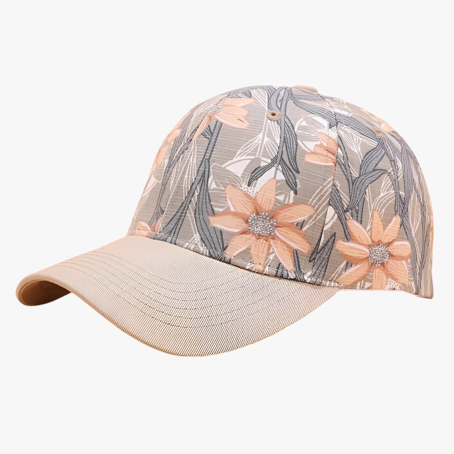Ezra | Baseball cap i bomuld med bladaffprint og skygge - Khaki Justerbar - men's fashion - {{ product_tags }