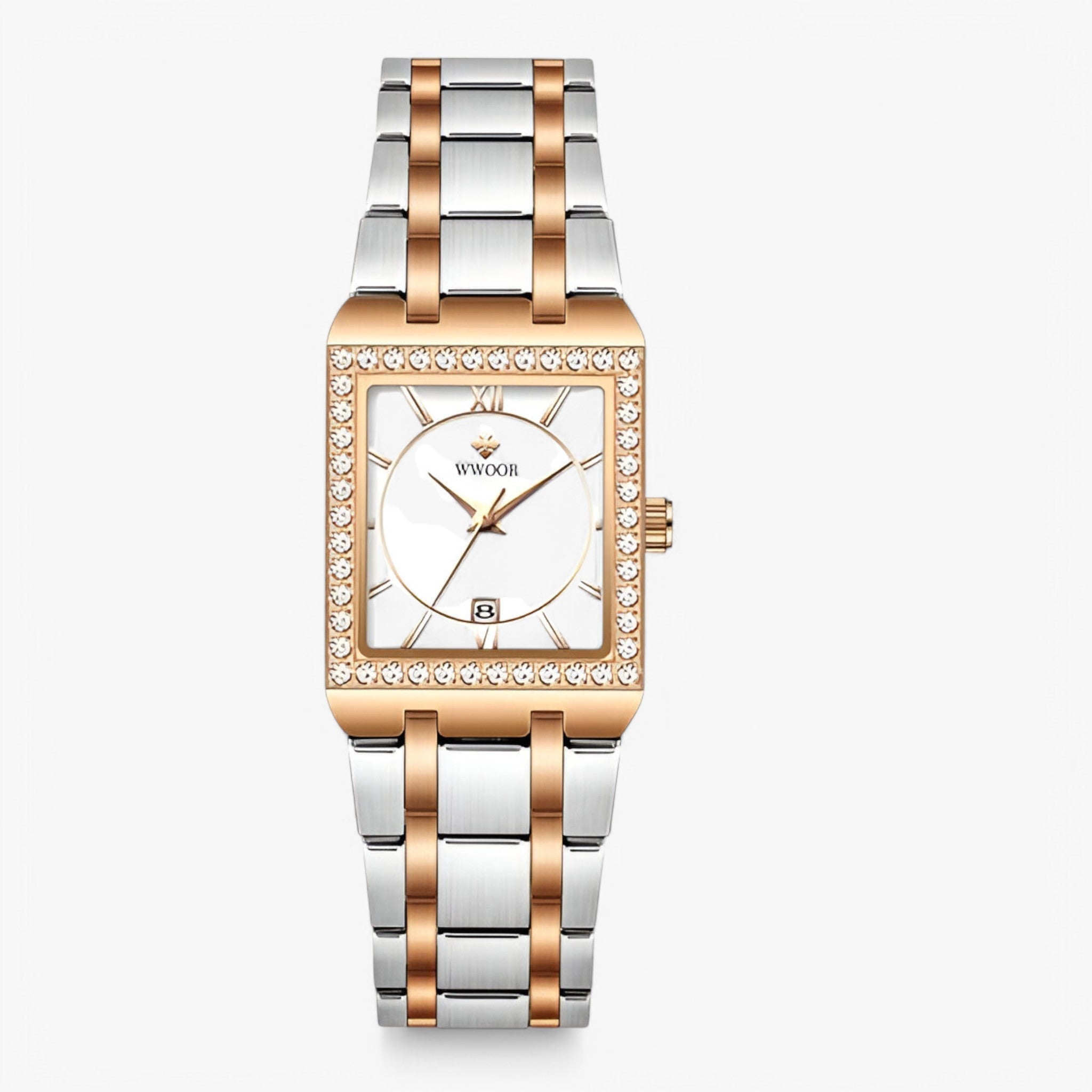 Celeste | Dameur med firkantede diamanter - hvidguld sølv - watches - {{ product_tags }