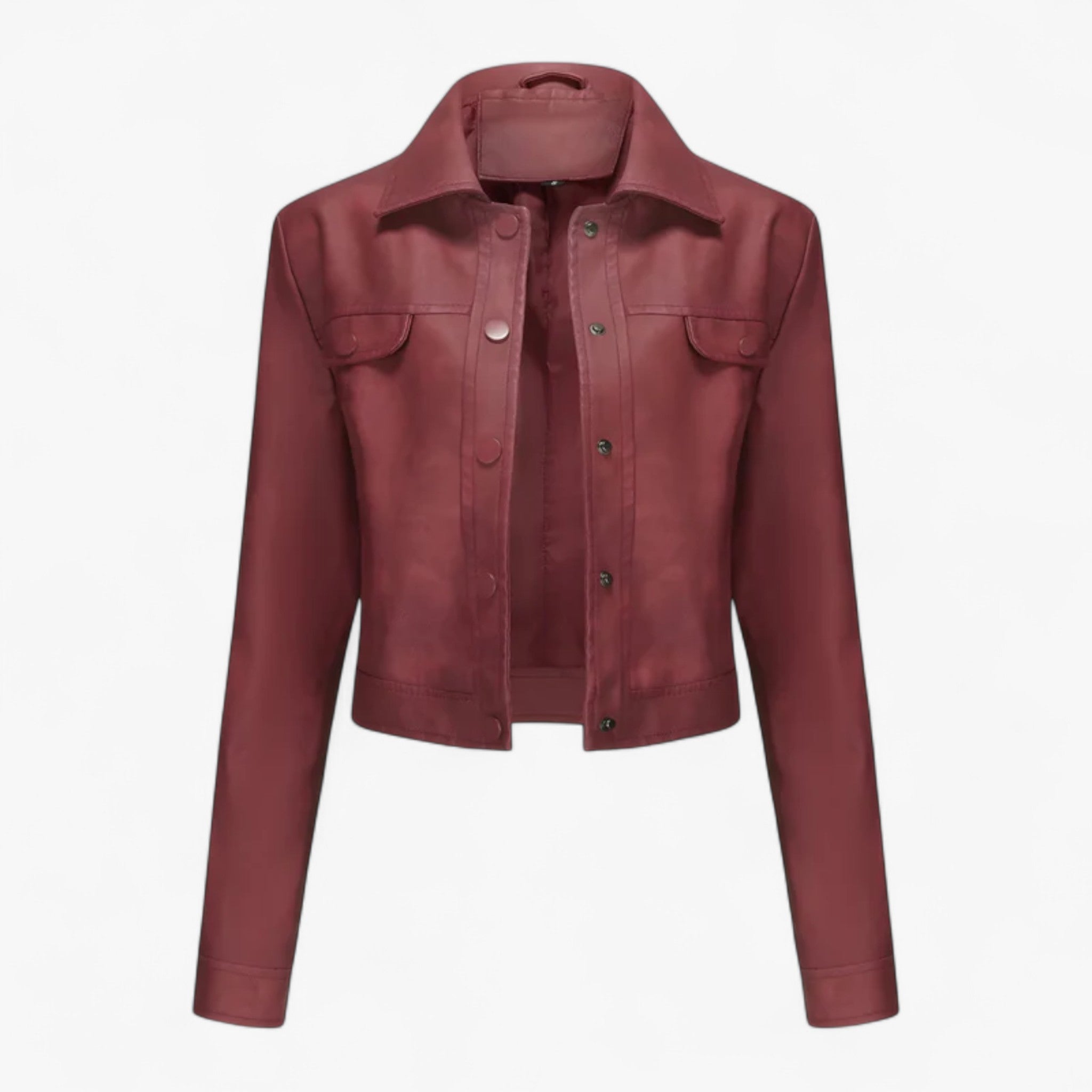 Elma | Smal læderjakke til kvinder - Bourgogne - women's fashion - {{ product_tags }