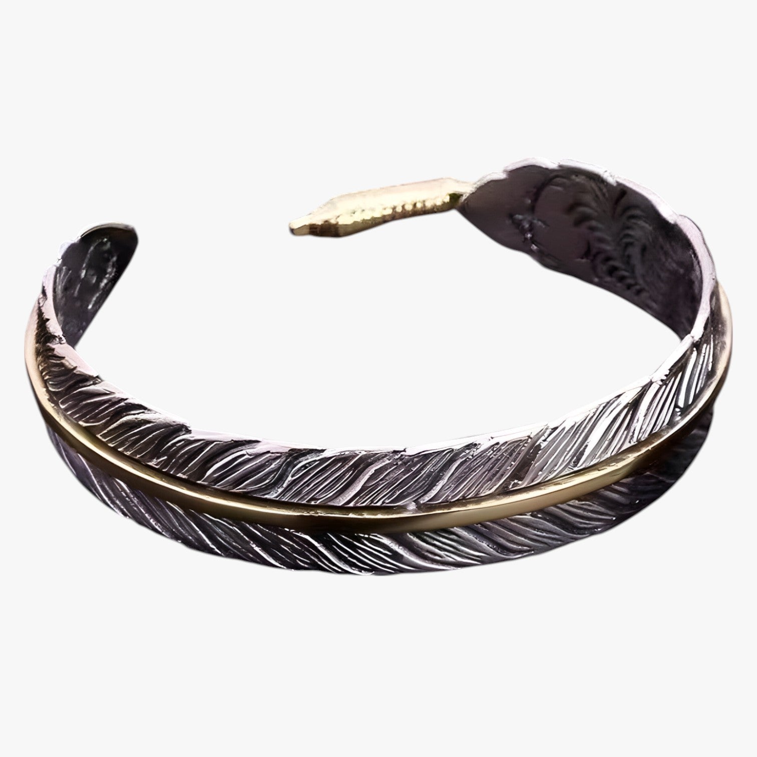 Jayce | Armband i 925 sølv med guldfjer i vintage punk stil - 30HLZY2509 - Jayce | Armband i 925 sølv med guldfjer i vintage punk stil - €25 - {{ product_tags }