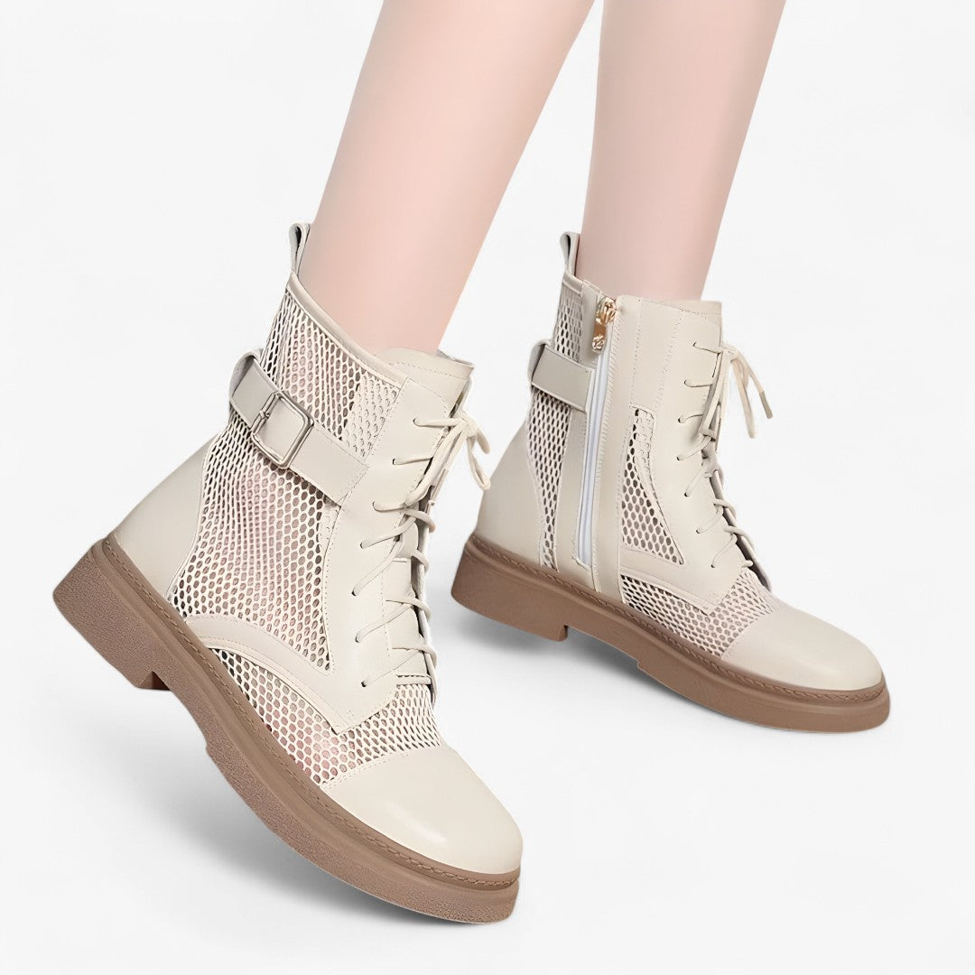 Talia | Netstøvler med snøre og tynd plateau til sommeren - - Talia | Netstøvler med snøre og tynd plateau til sommeren - €25 - {{ product_tags }