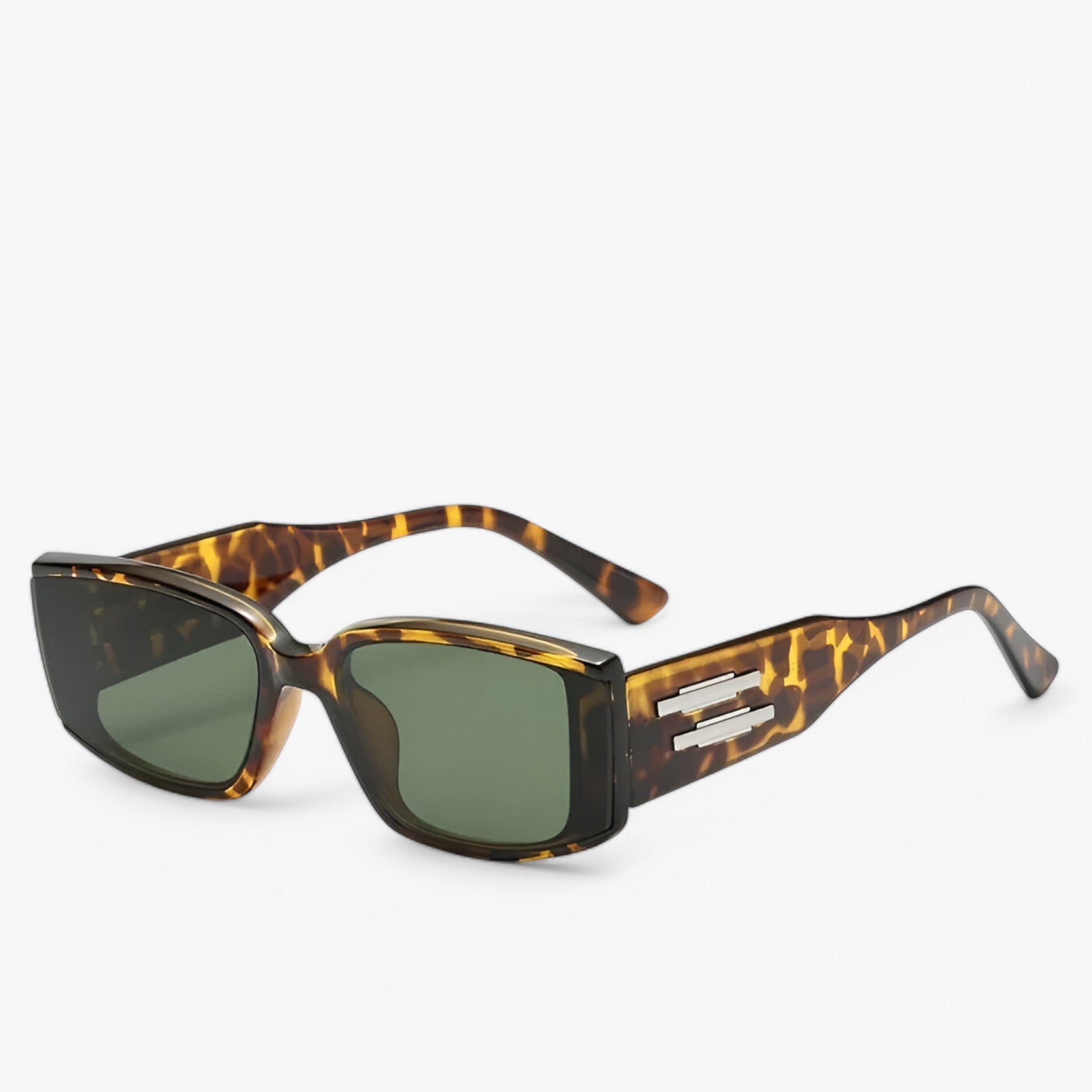 David | Retro solbriller med lille rektangulær stel - Luipaard groen Als afbeelding - men's fashion - {{ product_tags }