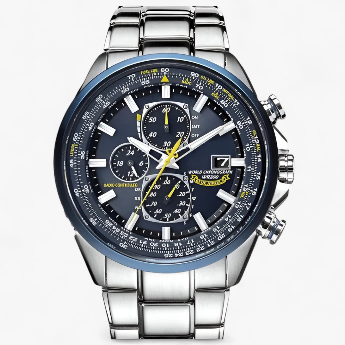 Herre Kronograf Ur MultiSteel 42mm – Stål Sølv, Blå Urskive