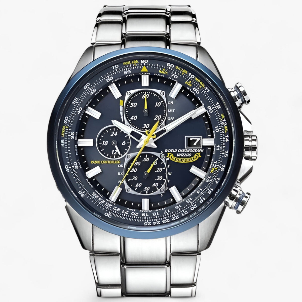 Herre Kronograf Ur MultiSteel 42mm – Stål Sølv, Blå Urskive