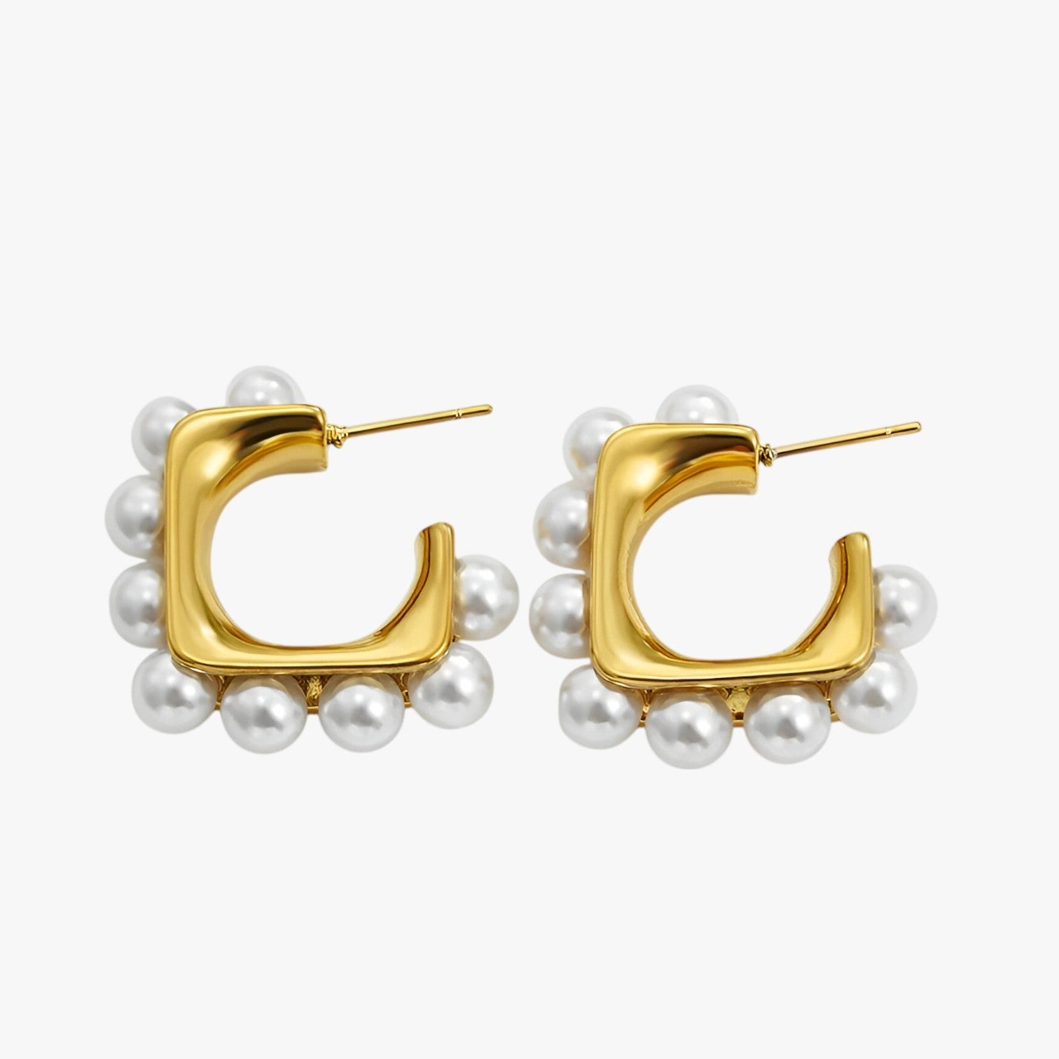Audrey | Elegante Chunky Guld Perle Hoops – Hypoallergenisk & Stilet - - women's fashion - {{ product_tags }
