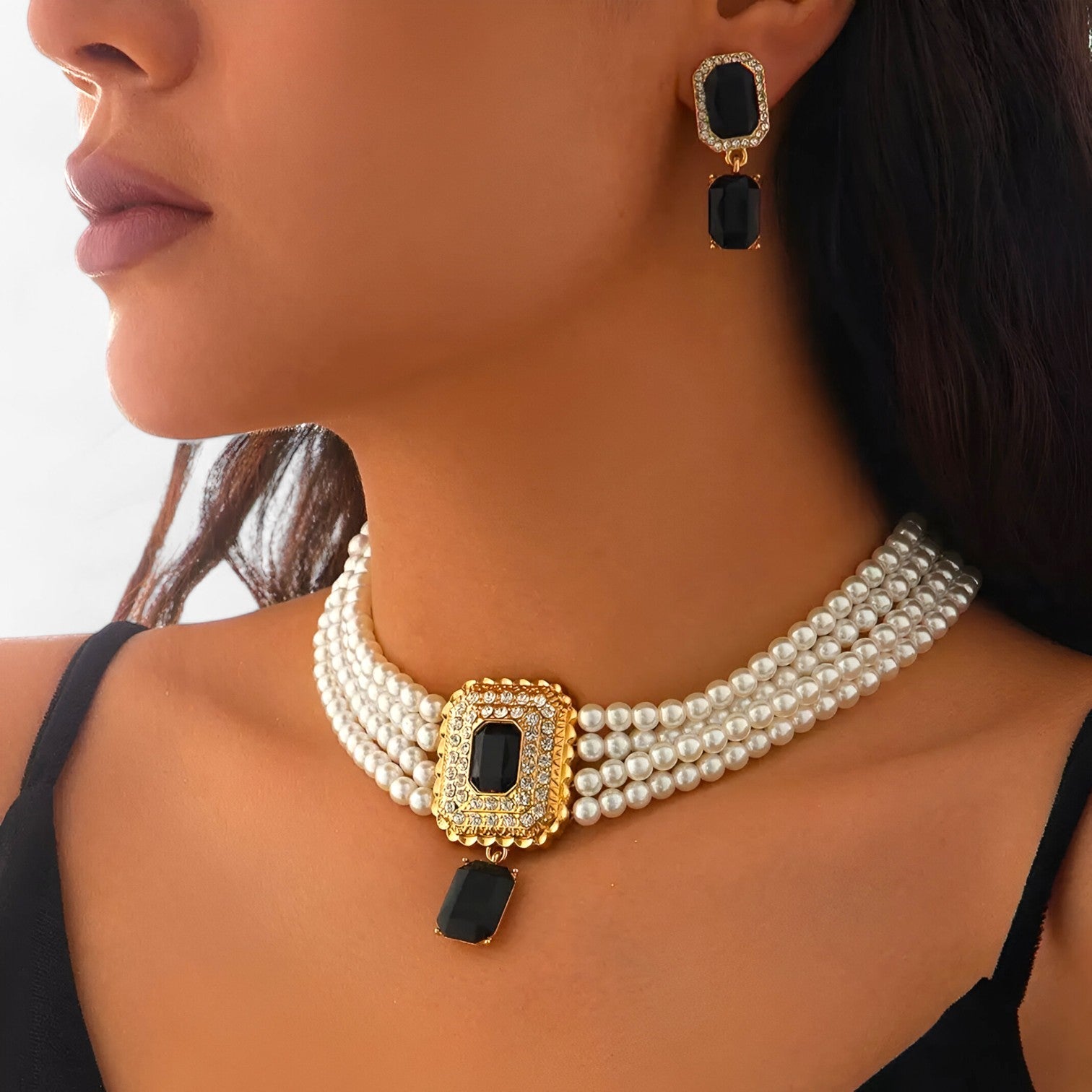 Rebecca | Lacteo Retro Elegance: Flerlaget perle-smykkesæt til damer - - women's fashion - {{ product_tags }