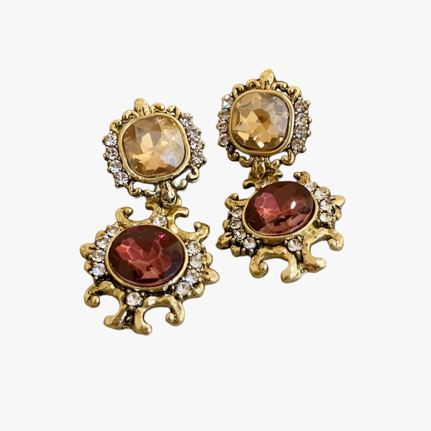 Kiara | Retro Patchwork Smykkesæt – Tidsløs glans, raffineret stil - ørering - women's fashion - {{ product_tags }
