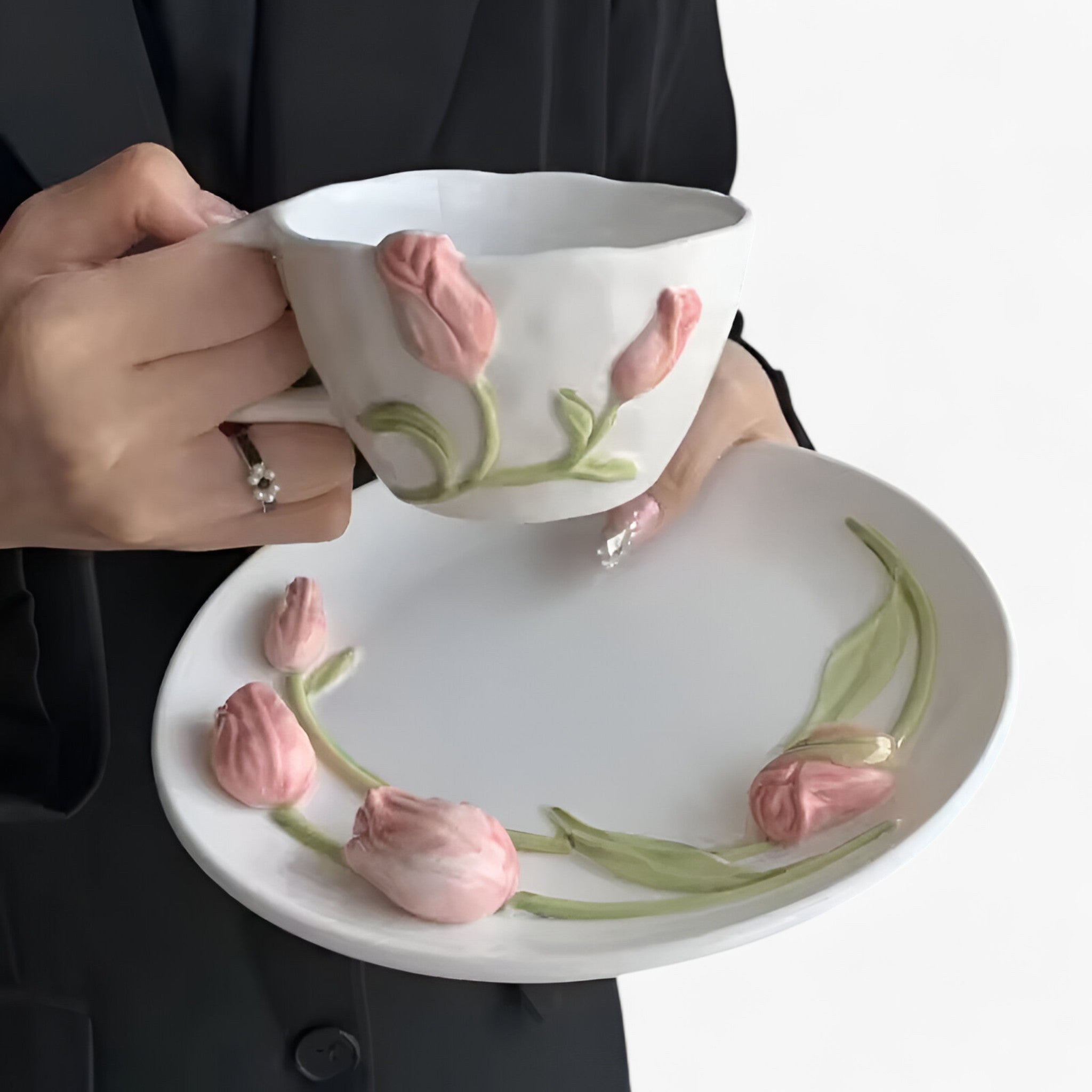 Florina | Kreativ Tulip Keramisk Kaffekop med Underkop - - Florina | Kreativ Tulip Keramisk Kaffekop med Underkop- €25 - {{ product_tags }