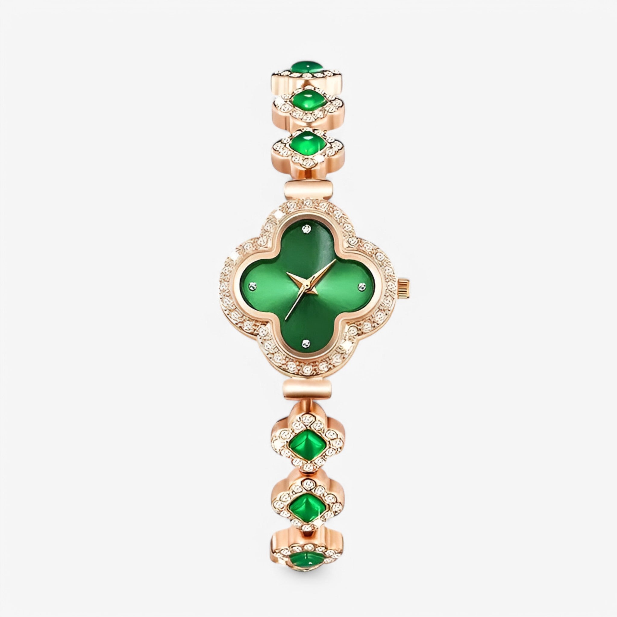 Clara | Kvartsur med firkløver og diamantindlæg - grøn - watches - {{ product_tags }
