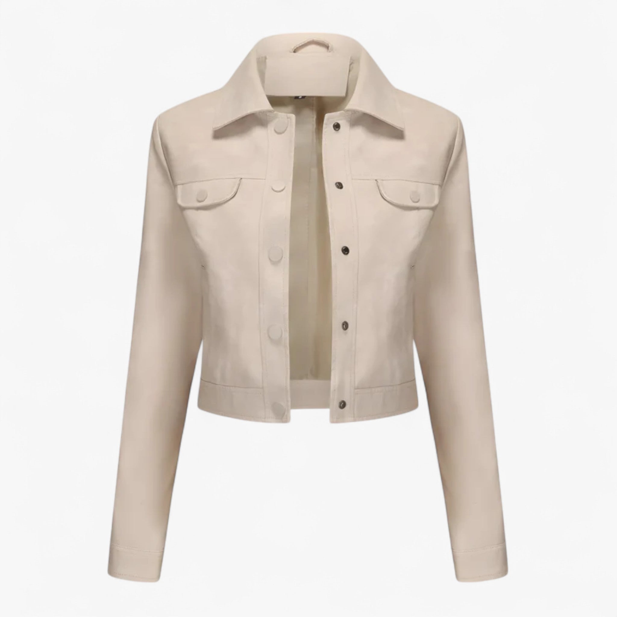 Elma | Smal læderjakke til kvinder - Beige - Elma | Smal læderjakke til kvinder- €25 - {{ product_tags }