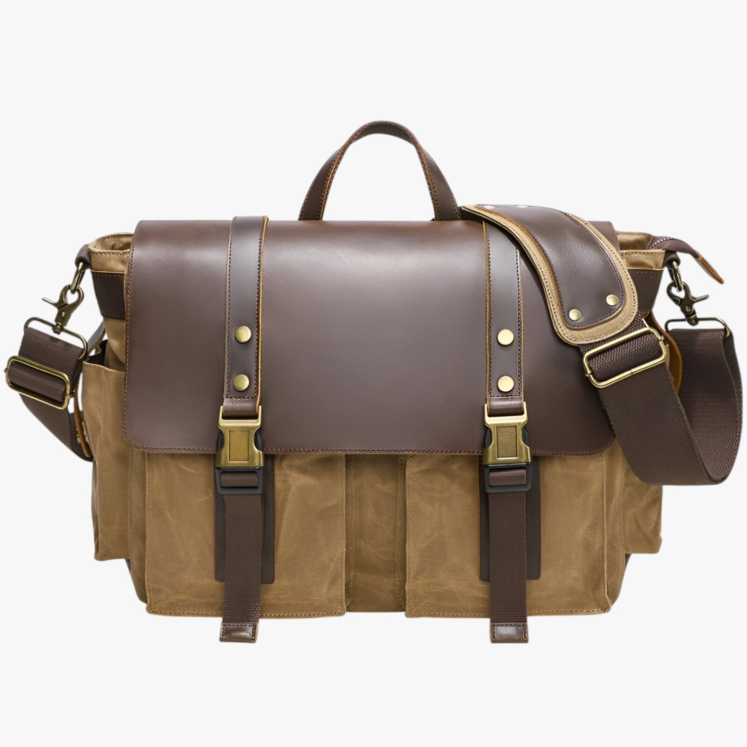 Israel | Borsa Messenger i læder vintage - Khaki - bags - {{ product_tags }