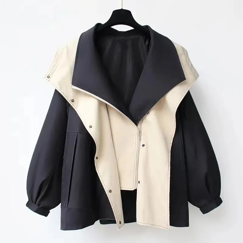 Aurora - Overdimensioneret patchwork capuchon kamin - Sorte briller - women's fashion - {{ product_tags }
