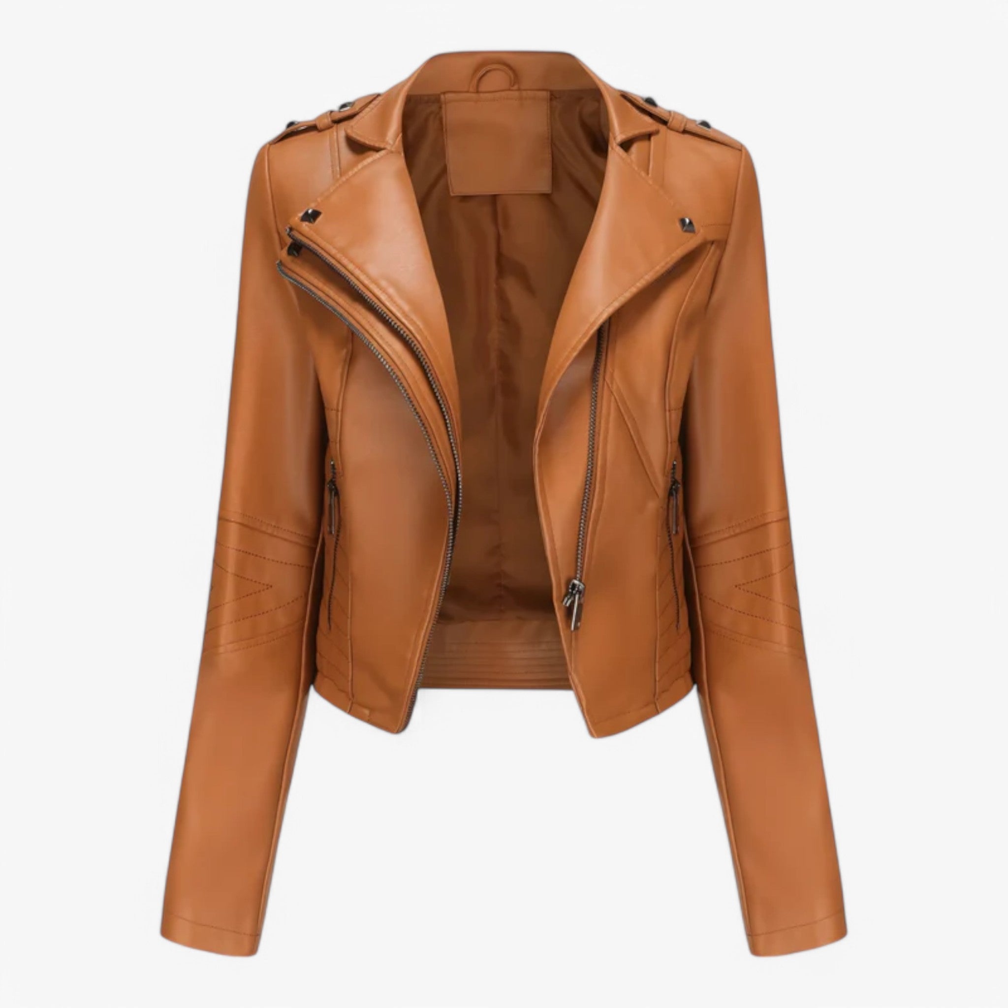 Emma | Kort skinnjakke - Kamel - women's fashion - {{ product_tags }
