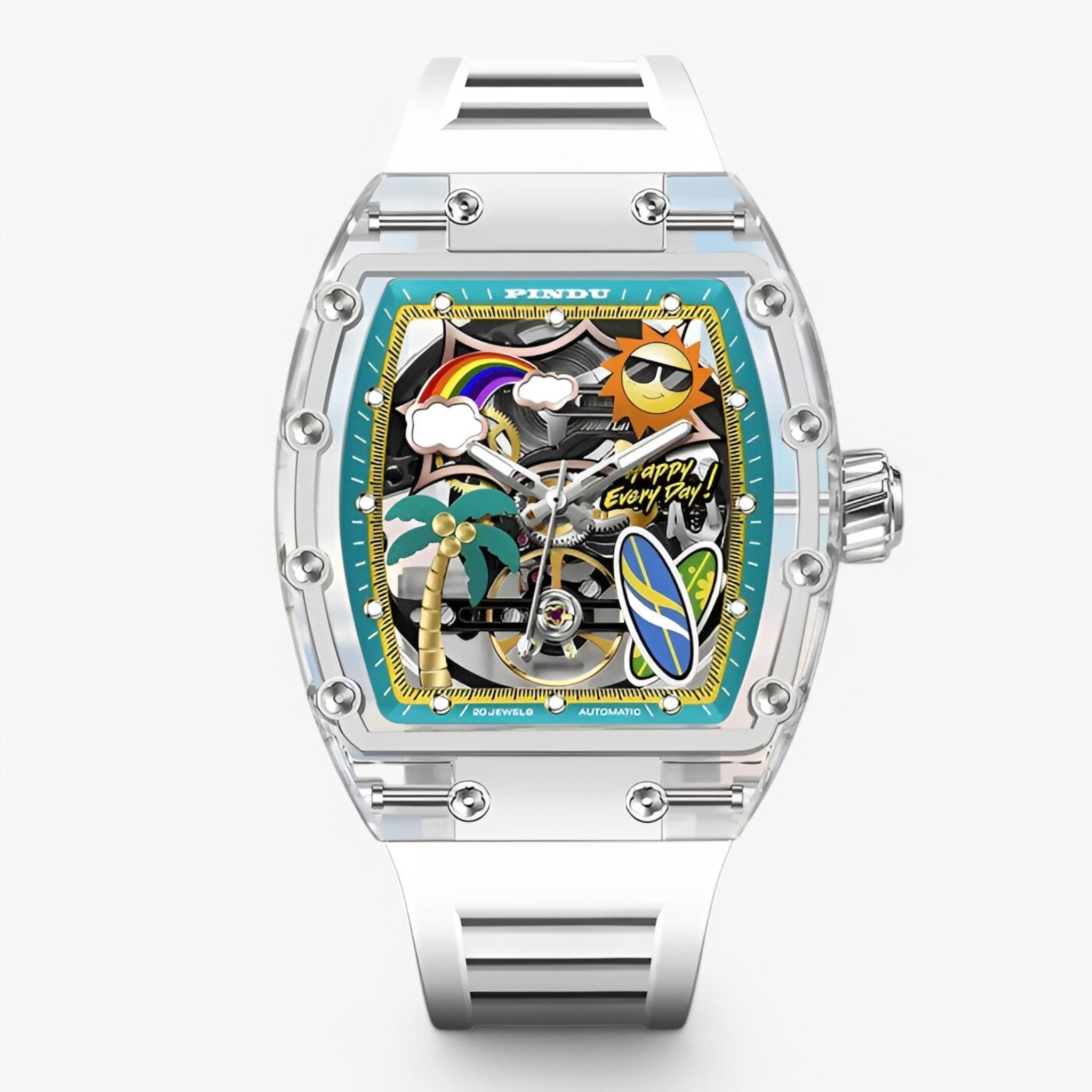 Kian | Personligt sommer-mekanisk ur - Hvid silikone - watches - {{ product_tags }