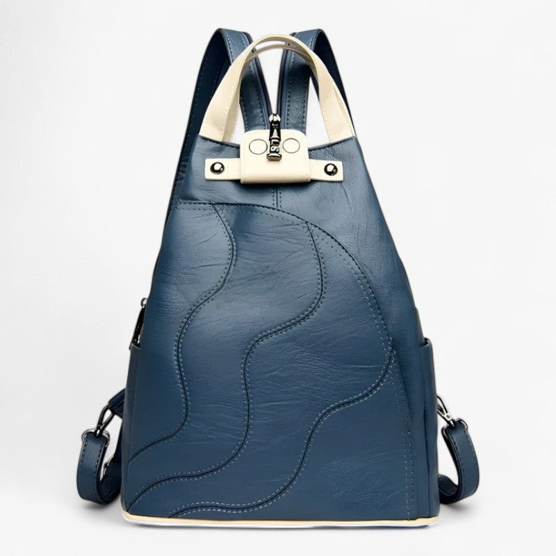 Aubree | Stilfuld læder rygsæk - Rummelig, sikker og perfekt til rejser - Blå - bags - {{ product_tags }
