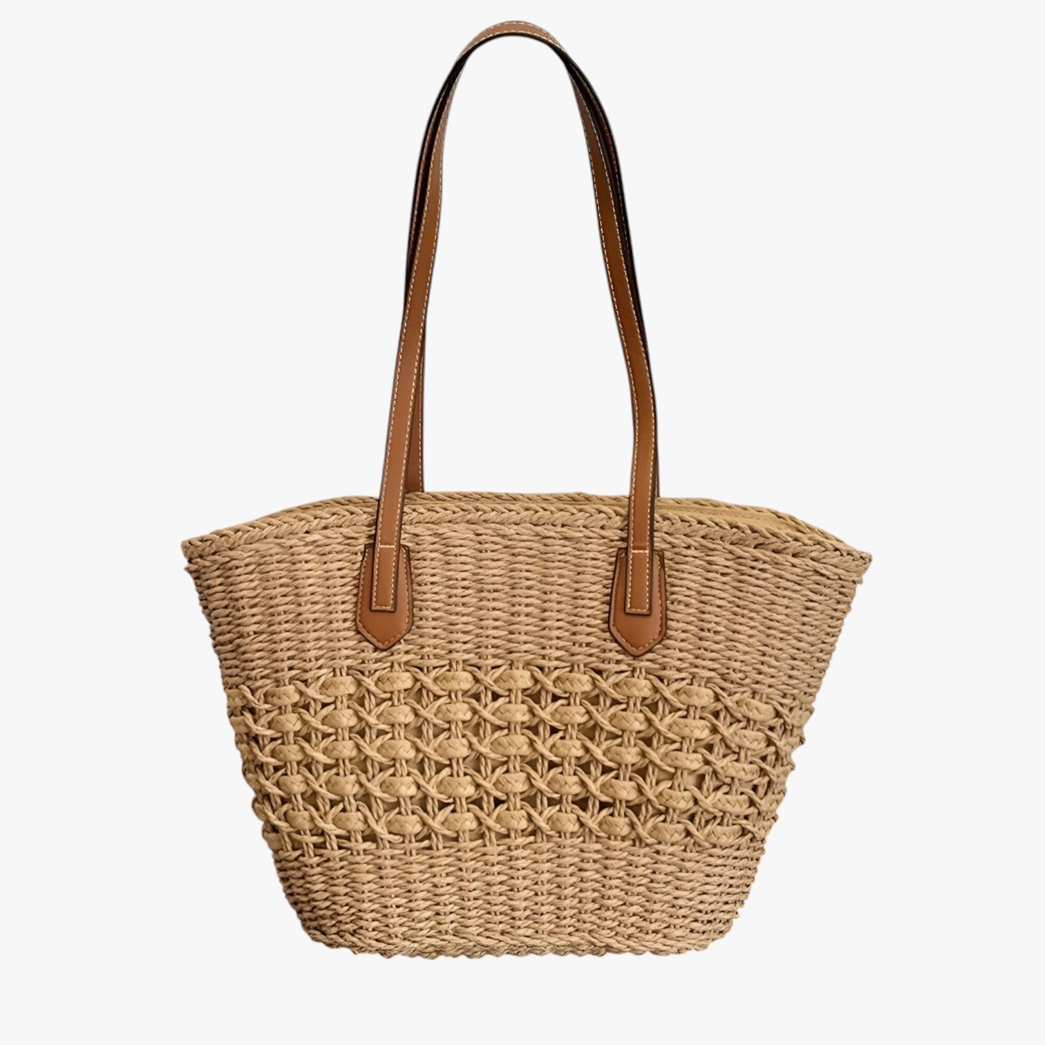 Leilani | Dame gevlochten strå skuldertas - Letvægts og rummelig sommertas - Farve 1 - bags - {{ product_tags }