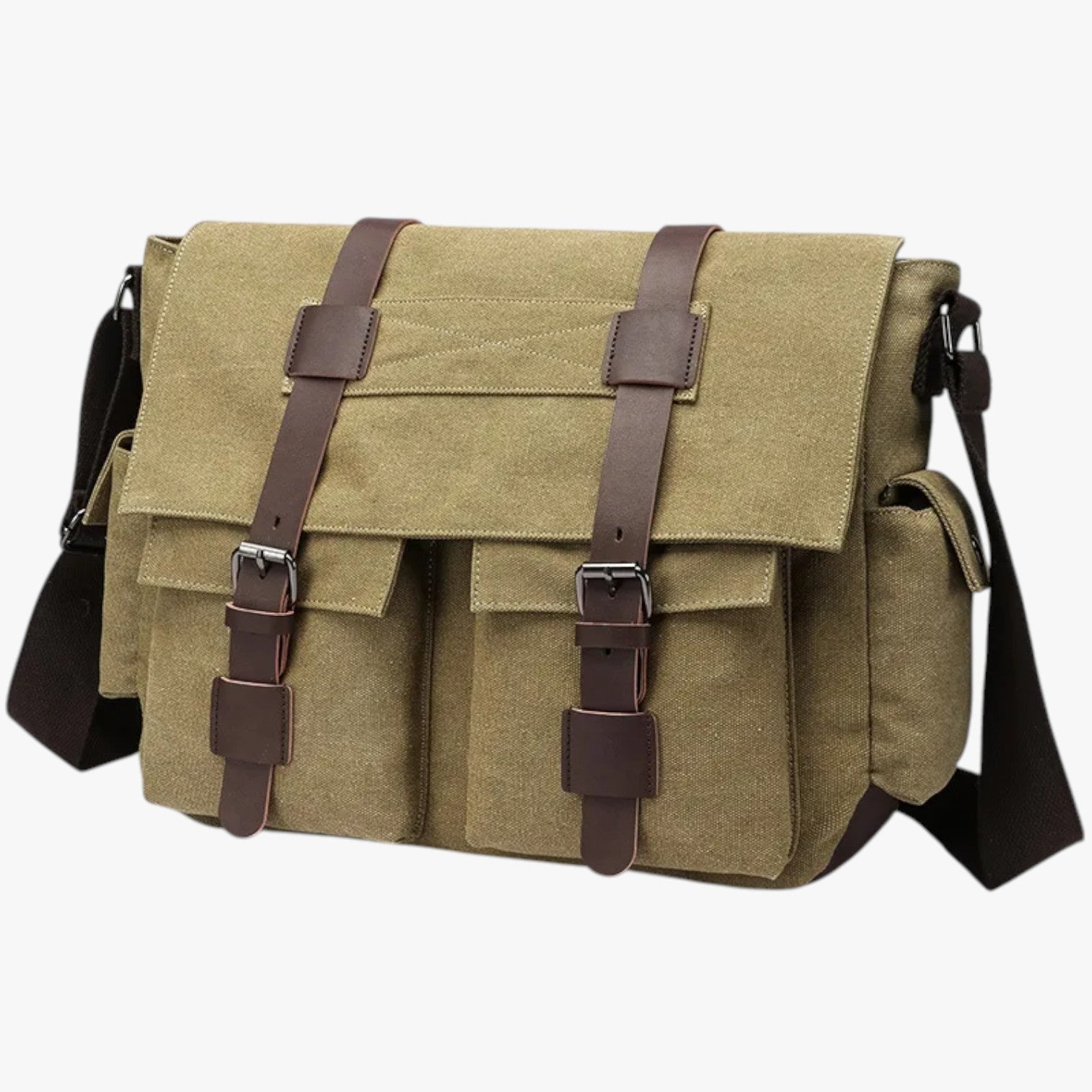 Harlan | Vintage lærredsklædt crossbody-nylontaske til mænd - LH8619-Khaki Frankrig - bags - {{ product_tags }