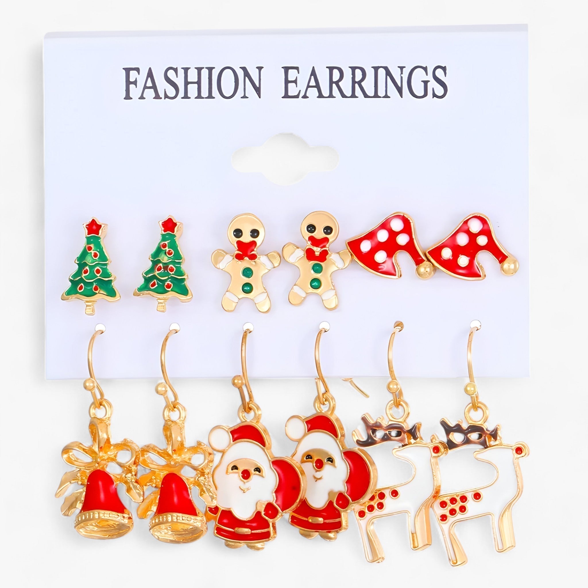 Sparkle | Sæt med 6 par juleøreringe - Glitrende design i zirkonia - 4 1 +1 GRATIS - christmas - {{ product_tags }