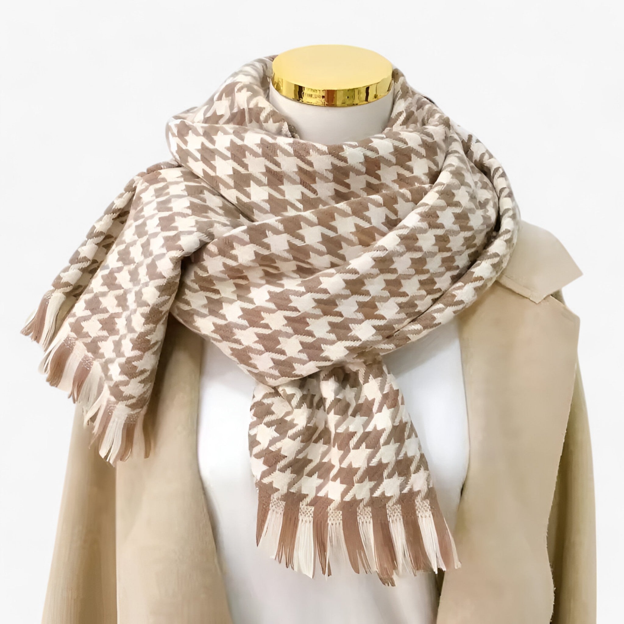Noa | Sort-Hvid Ruitet Tørklæde – Klassisk, Varmt & Stilet - khaki - winter - {{ product_tags }