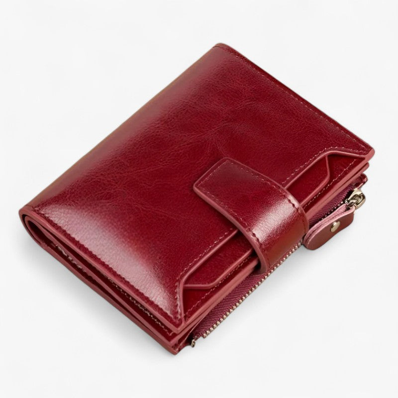 Eliza | Elegant RFID-beskyttende læderpung med plads til kort og kørekort - Vine Rød - bags - {{ product_tags }