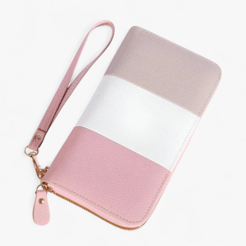 Caesy | Tre-farvet luksus læderpung – RFID-beskyttelse og rummelig - Rosa - bags - {{ product_tags }