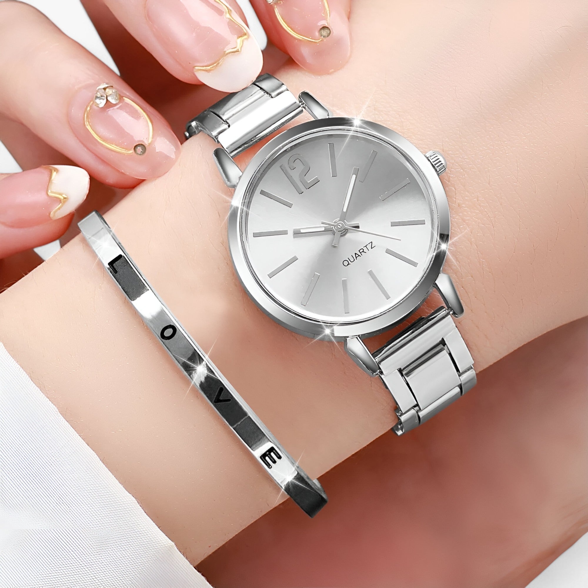 Lorena | Elegant dameur sæt - Stylet rustfrit stål & armbånd - - watches - {{ product_tags }