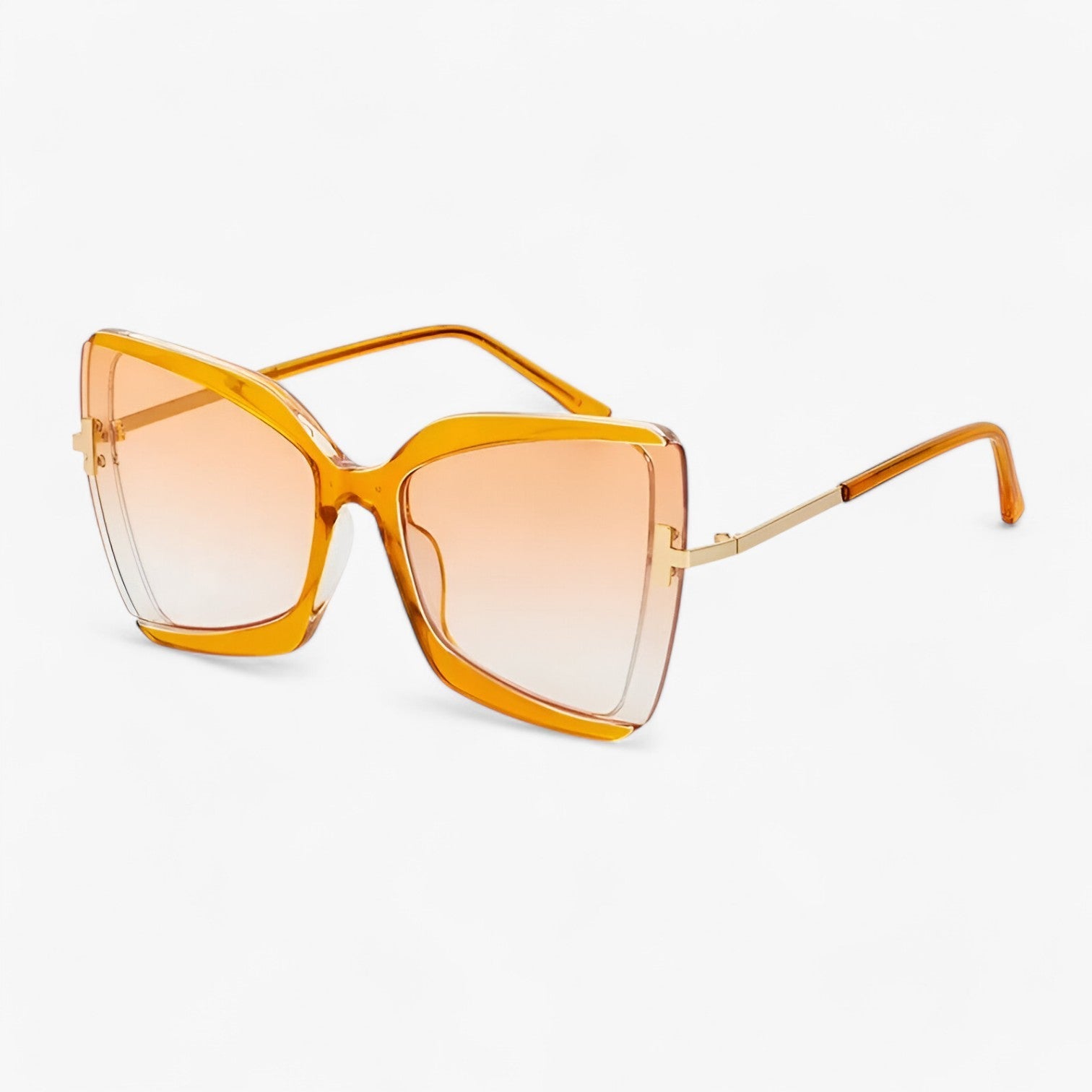 Andrea | Katteøje solbrille med T-beslag - dristig stil, levende farver - Orange - women's fashion - {{ product_tags }
