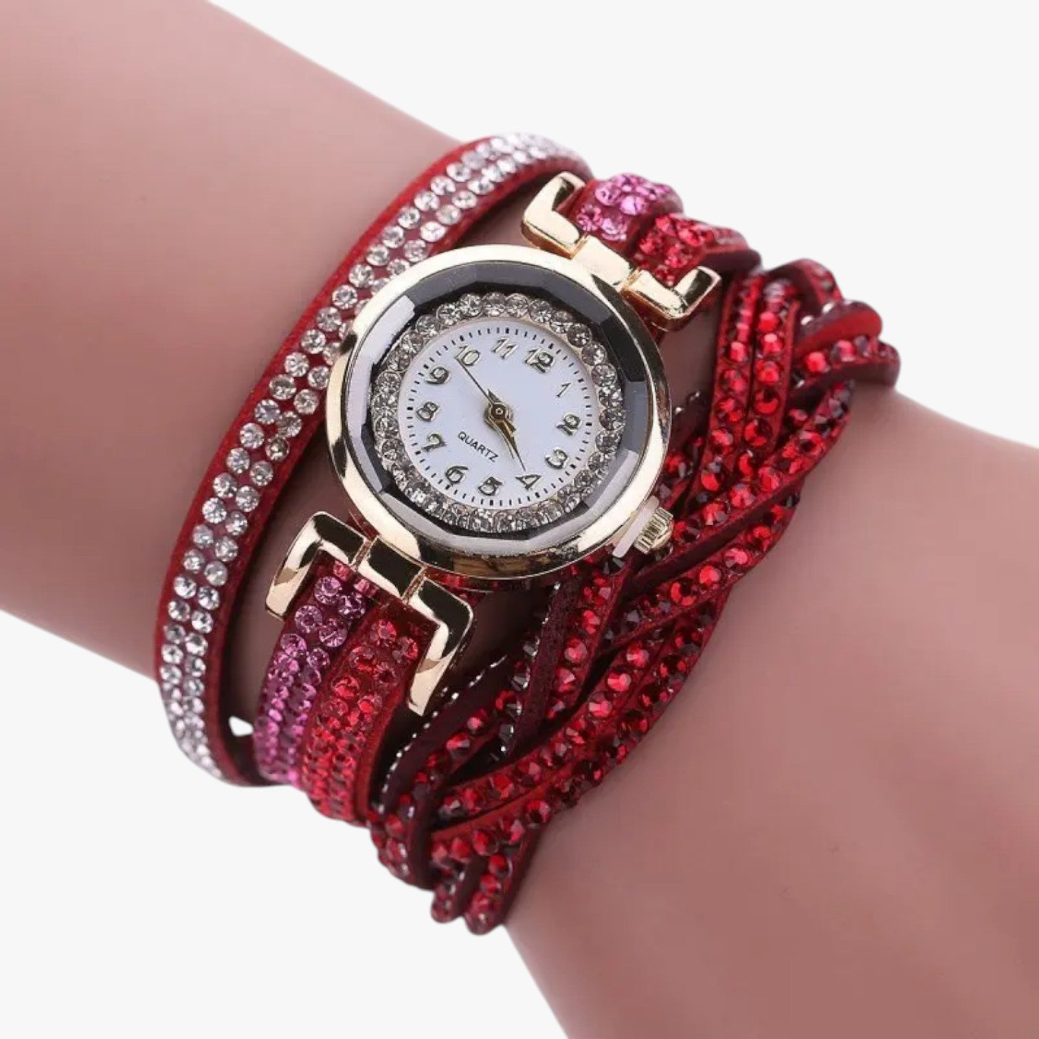 Heidi | Damenuhr med lang læderrem: elegance og glans i ét - Rød - watches - {{ product_tags }