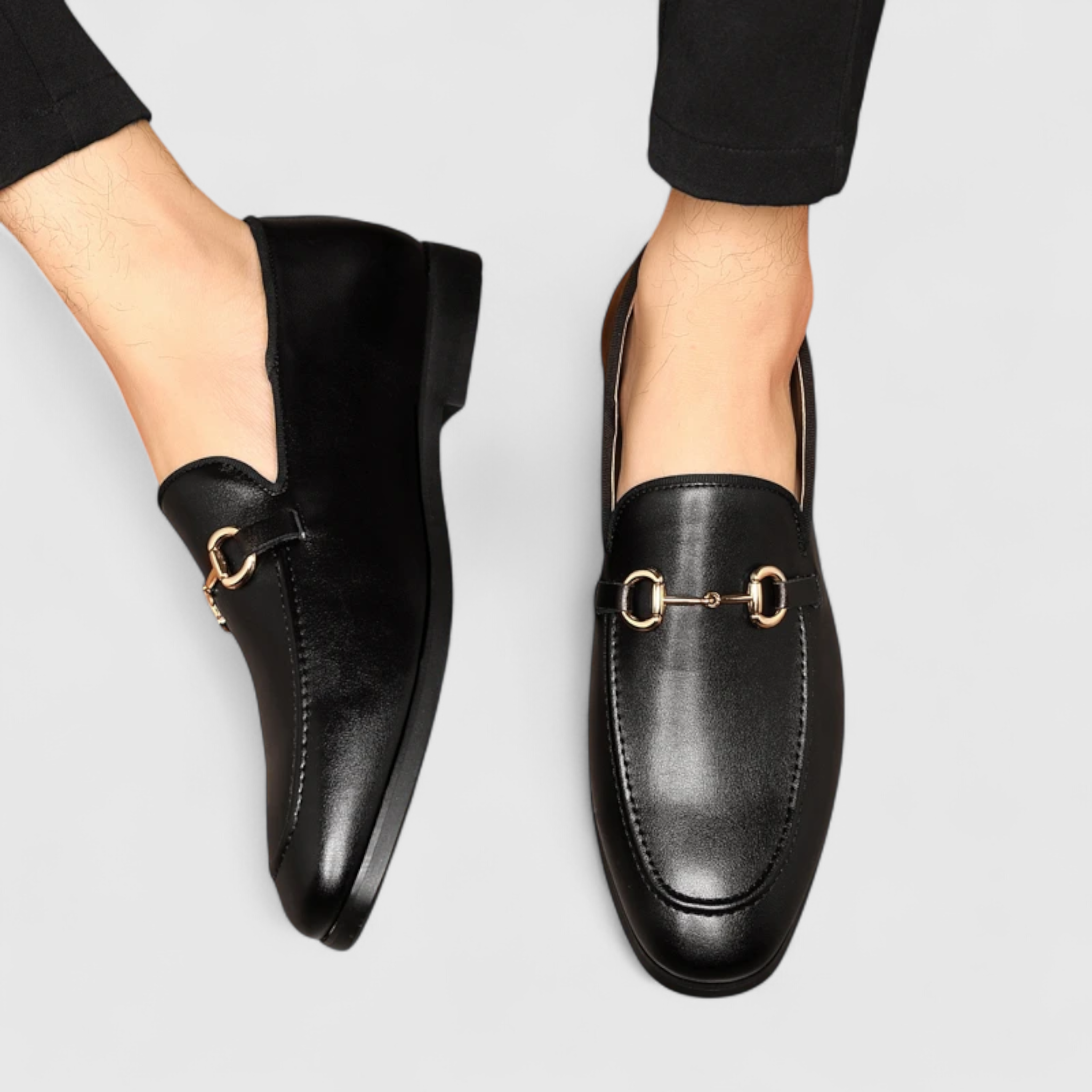 Gavin | Herre Klassiske Læder Loafers i Sort med Decorativ Spænde - - Gavin | Herre Klassiske Læder Loafers i Sort med Decorativ Spænde- €25 - {{ product_tags }