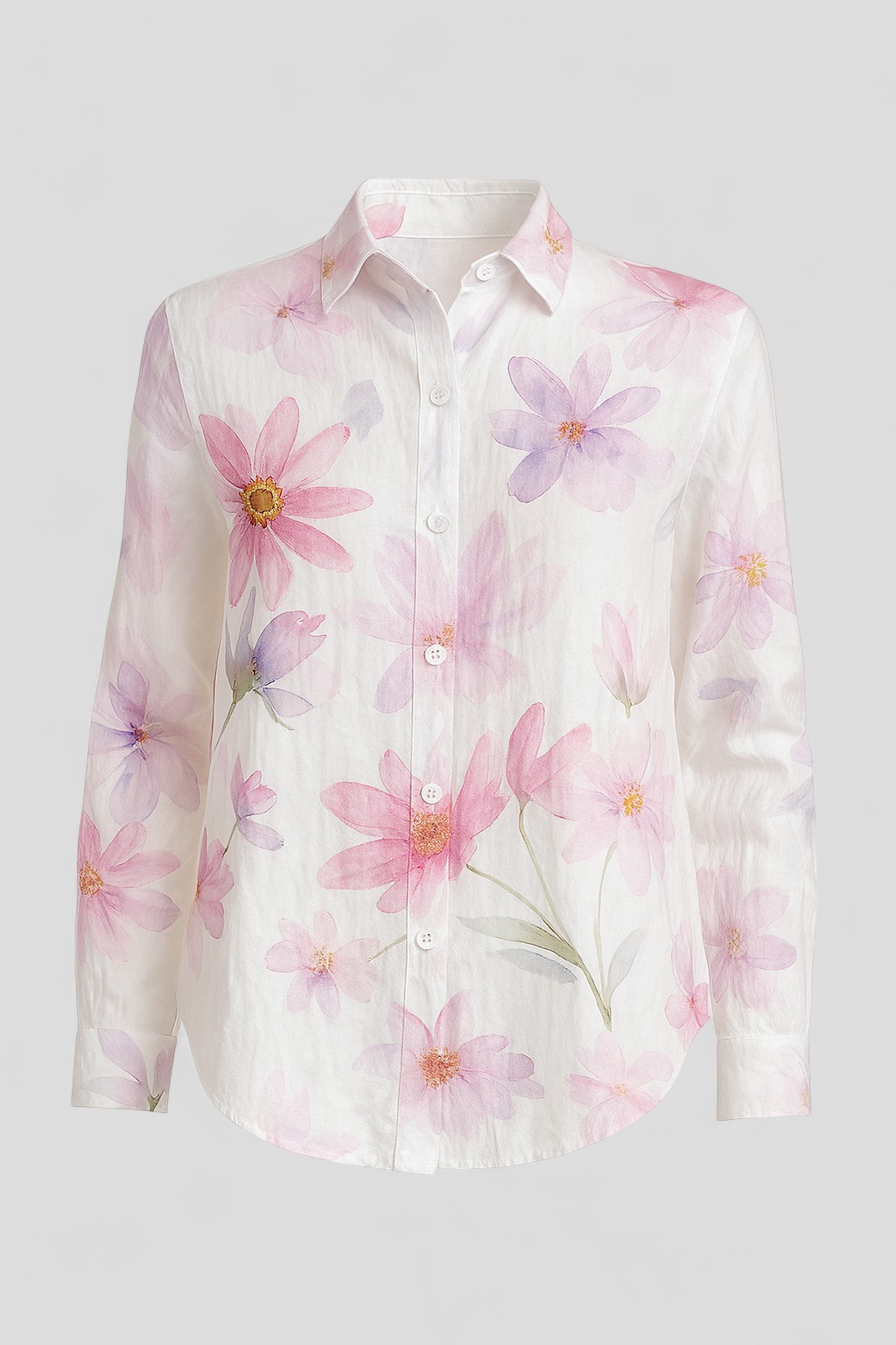 Norah | Skjortebluse Dame med Unik Farverig Print - Hvid - Bluser - {{ product_tags }