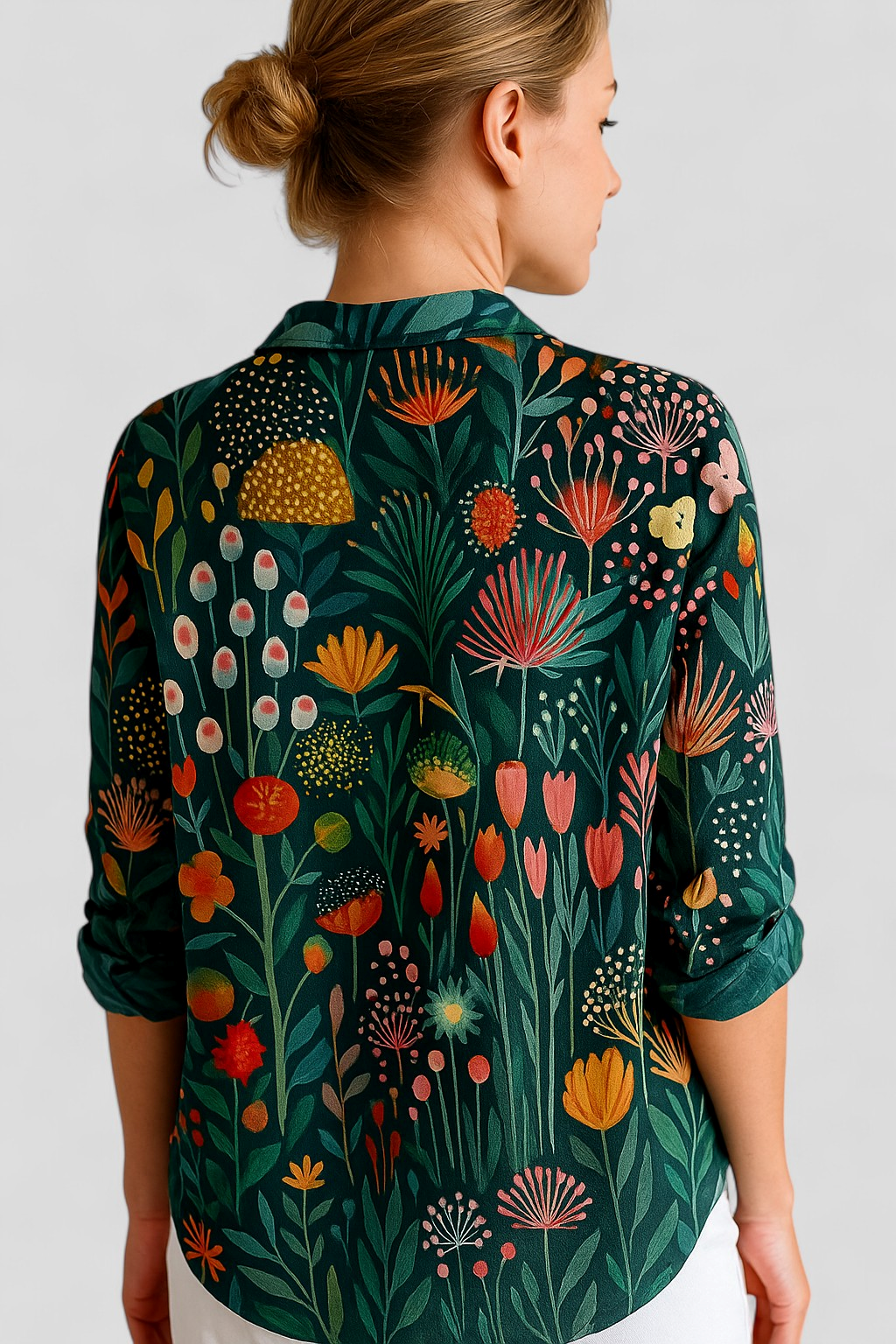 Norah | Skjortebluse Dame med Unik Farverig Print - - Bluser - {{ product_tags }