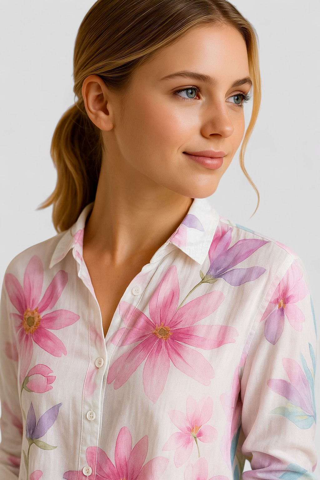 Norah | Skjortebluse Dame med Unik Farverig Print - - Bluser - {{ product_tags }