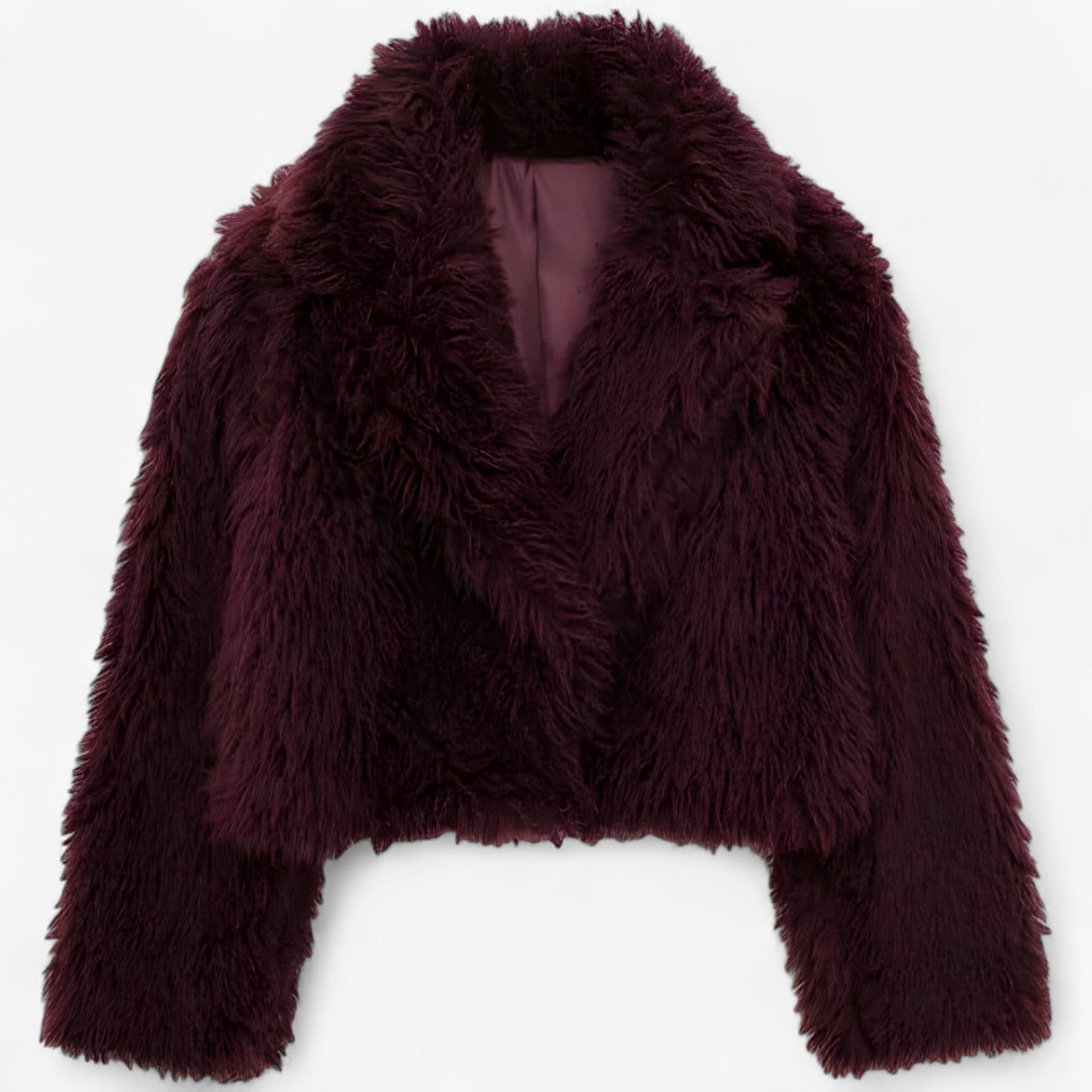 Alessia | Jakke med pelseffekt og moderne design - Rød Bourgogne - women's fashion - {{ product_tags }