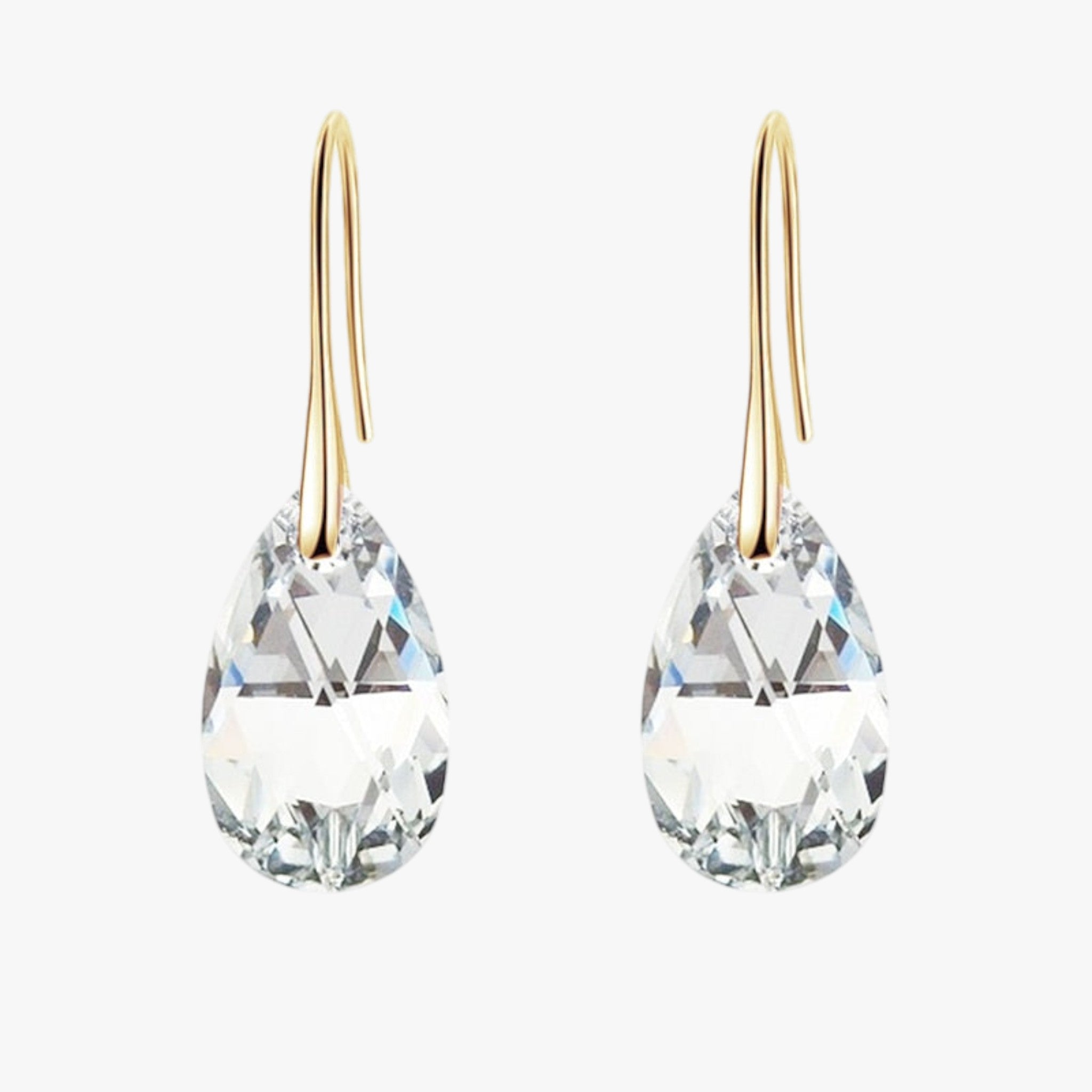 Sølv Dråbeøreringe med Blå Krystal - Helder Kristal Goud - Øreringe med dråbeform - {{ product_tags }