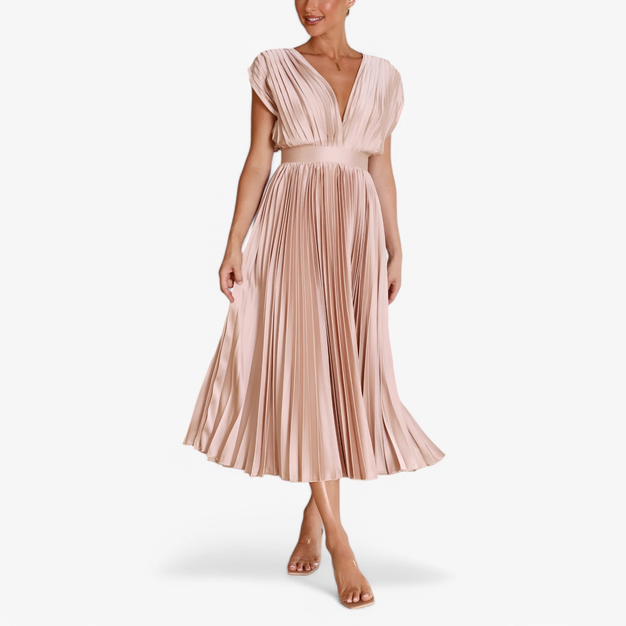 Ava | Maxi plisserede kjole - Elegant og komfortabel - Champagne - women's fashion - {{ product_tags }