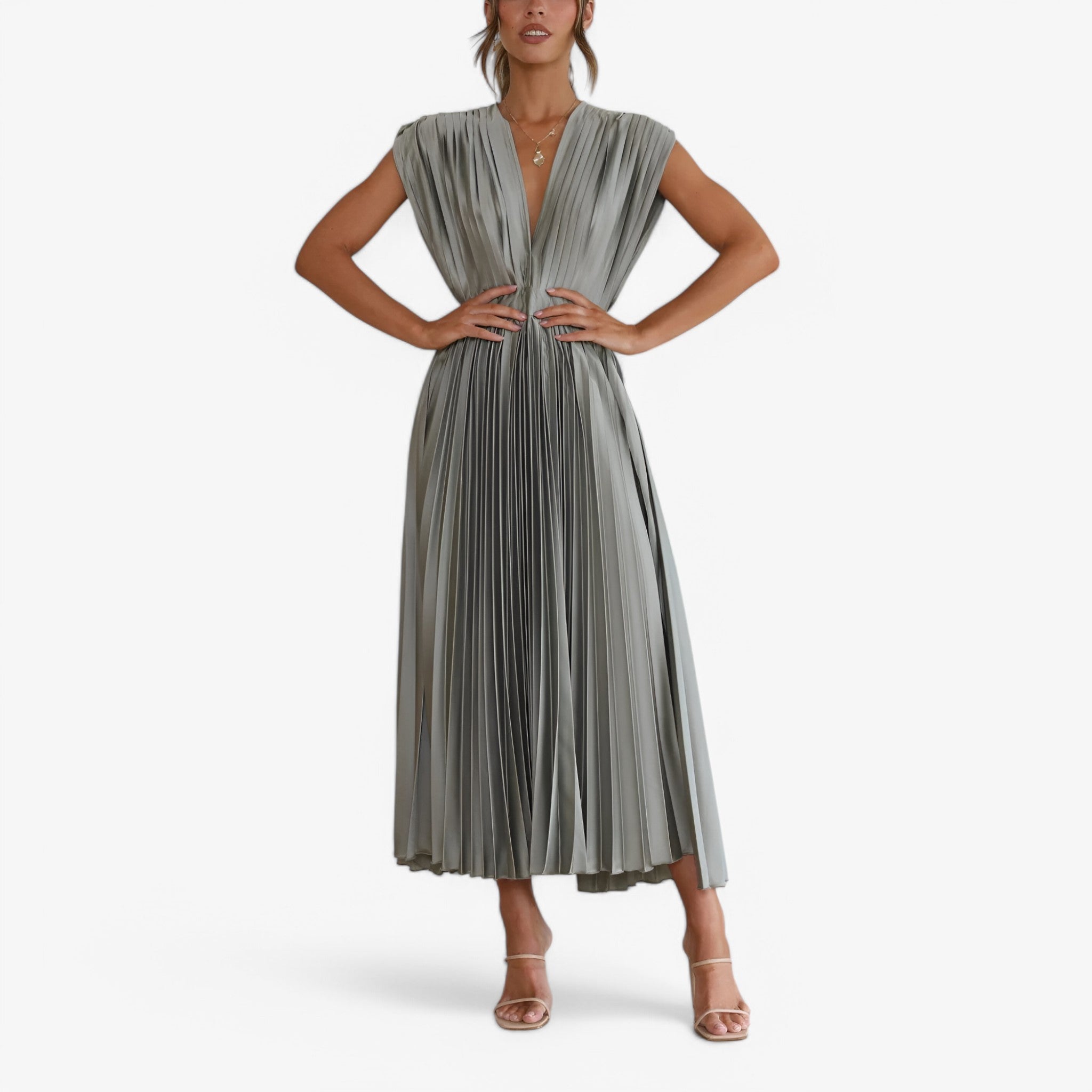 Ava | Maxi plisserede kjole - Elegant og komfortabel - Grå - women's fashion - {{ product_tags }