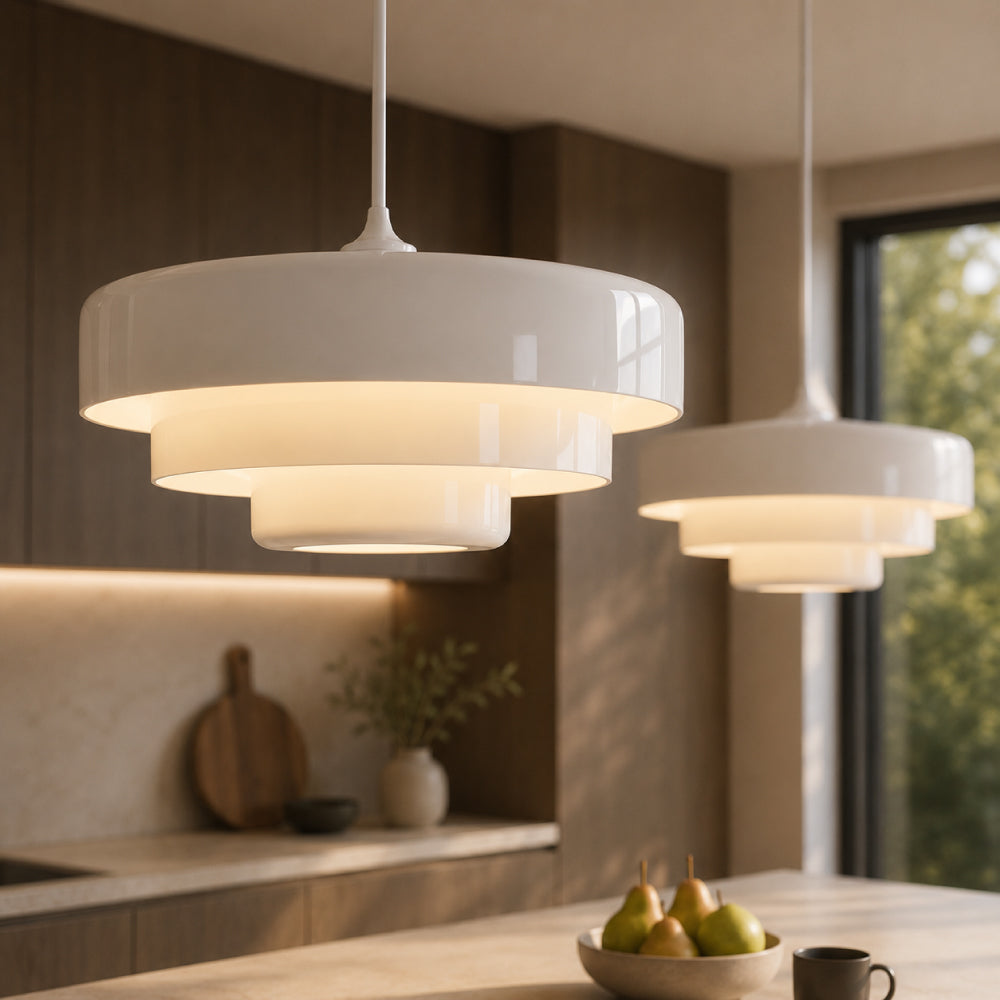 Three-Tier Bauhaus Pendellampe - Nordisk Metalarmatur - Hvid - Home Decor - {{ product_tags }