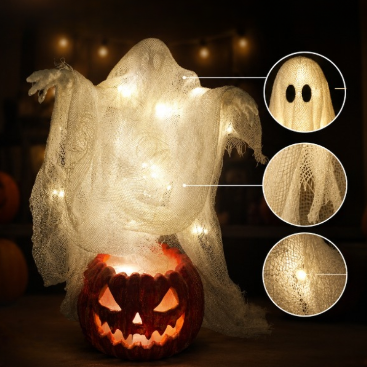 Kæmpe Lysende Spøgelse-græskar LED Lampe - 130cm - - Home & Garden > Decor > Seasonal & Holiday Decorations - {{ product_tags }